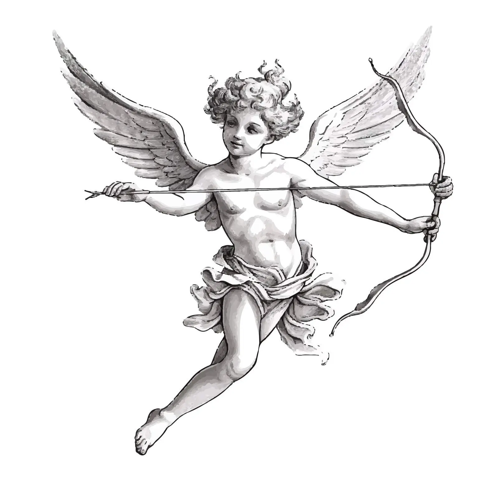 Cupid Aiming Arrow Vector Illustration — free download from Dotvec