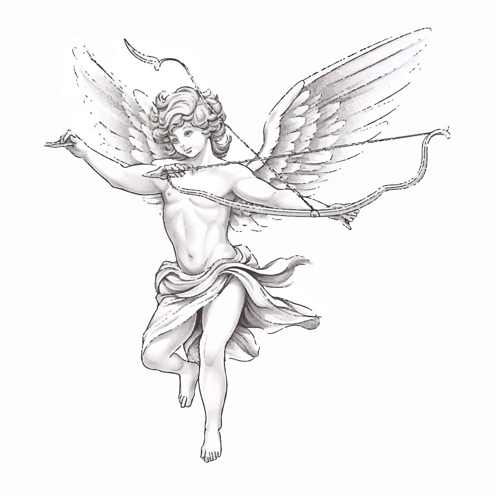 Cupid Aiming Bow and Arrow Vector Art – free cupid image from Dotvec