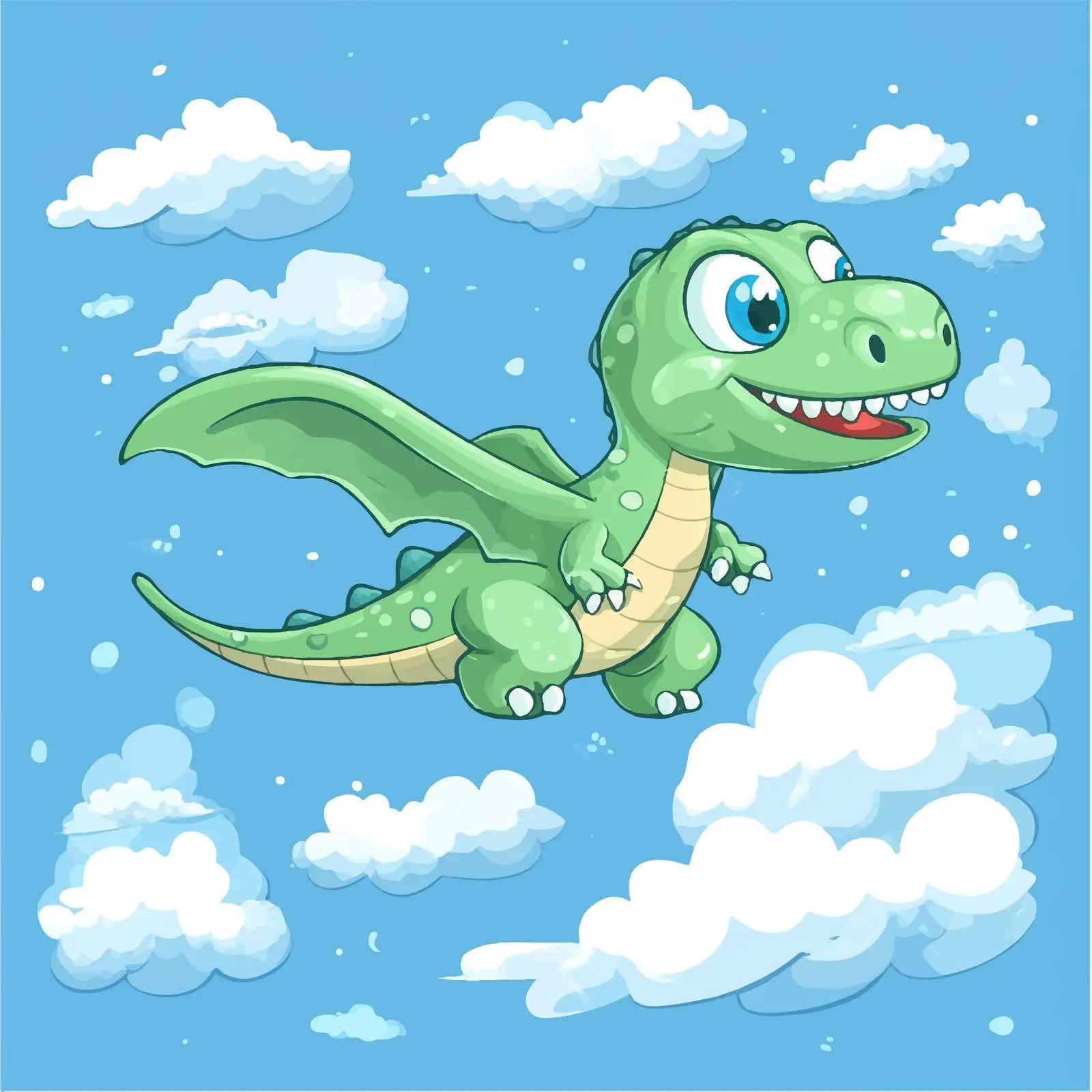 Cartoon Flying Dinosaurs in Blue Sky — free download from Dotvec