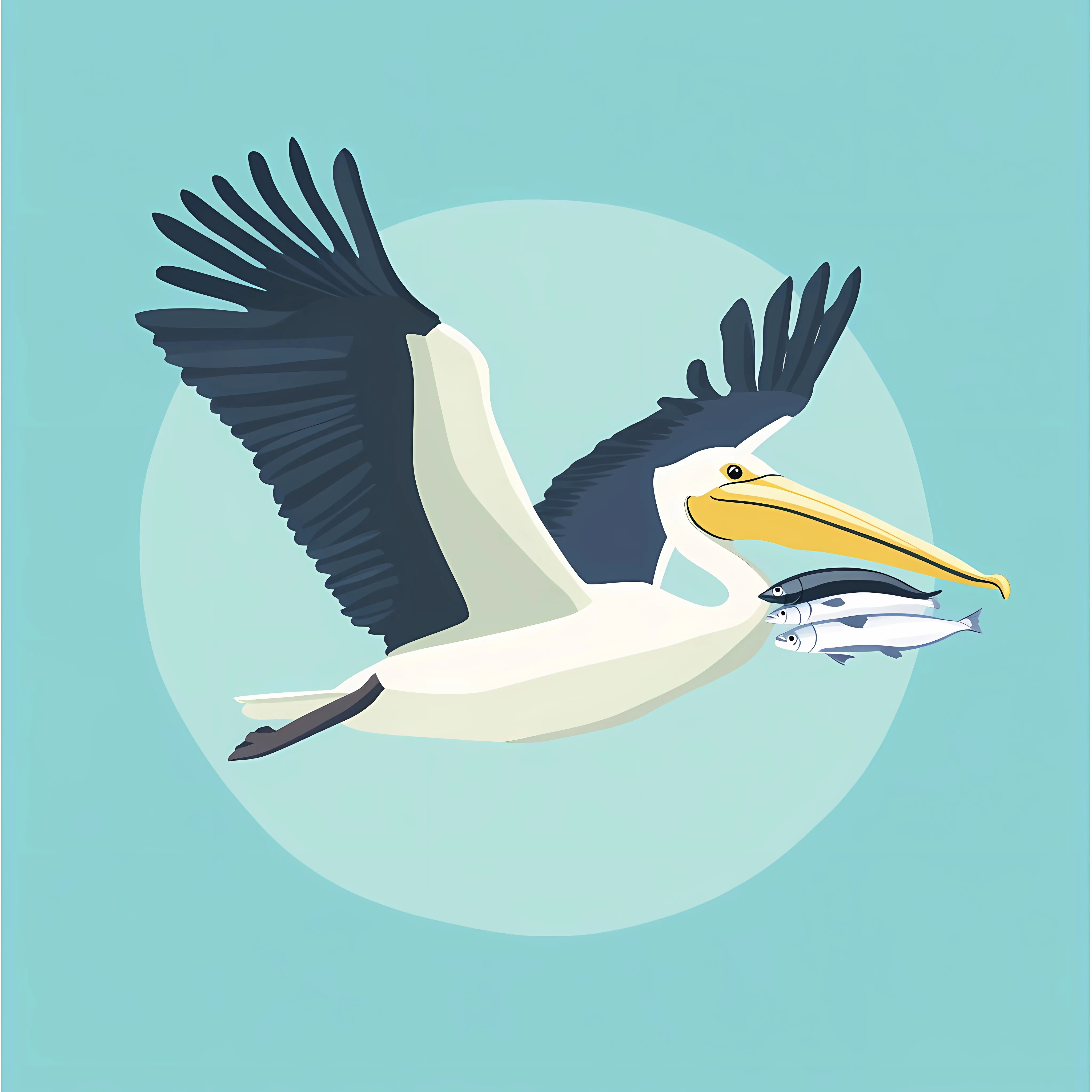 Pelican with Fish Vector Illustration — free download from Dotvec