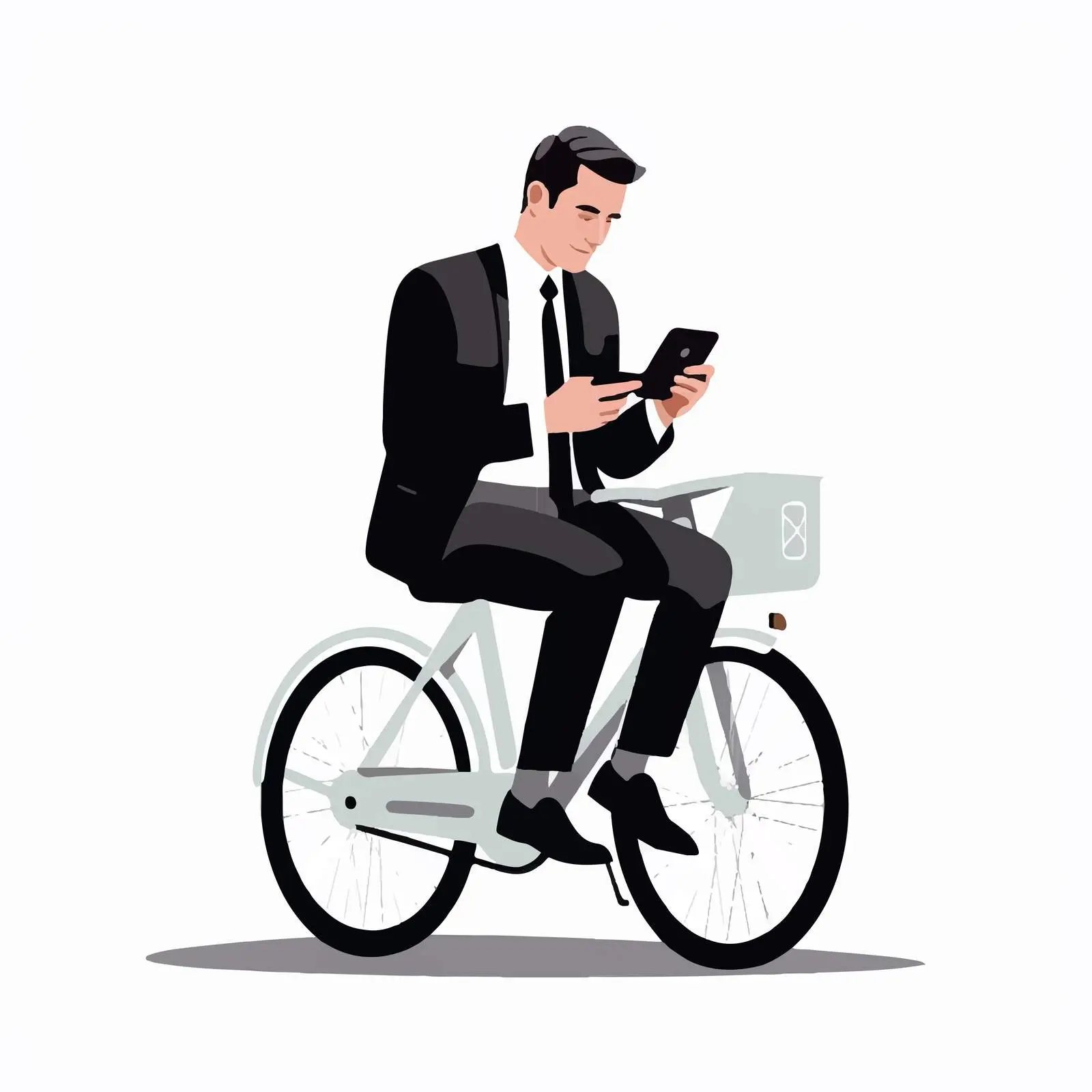 Man Using Smartphone While Sitting on Bicycle — free download from Dotvec