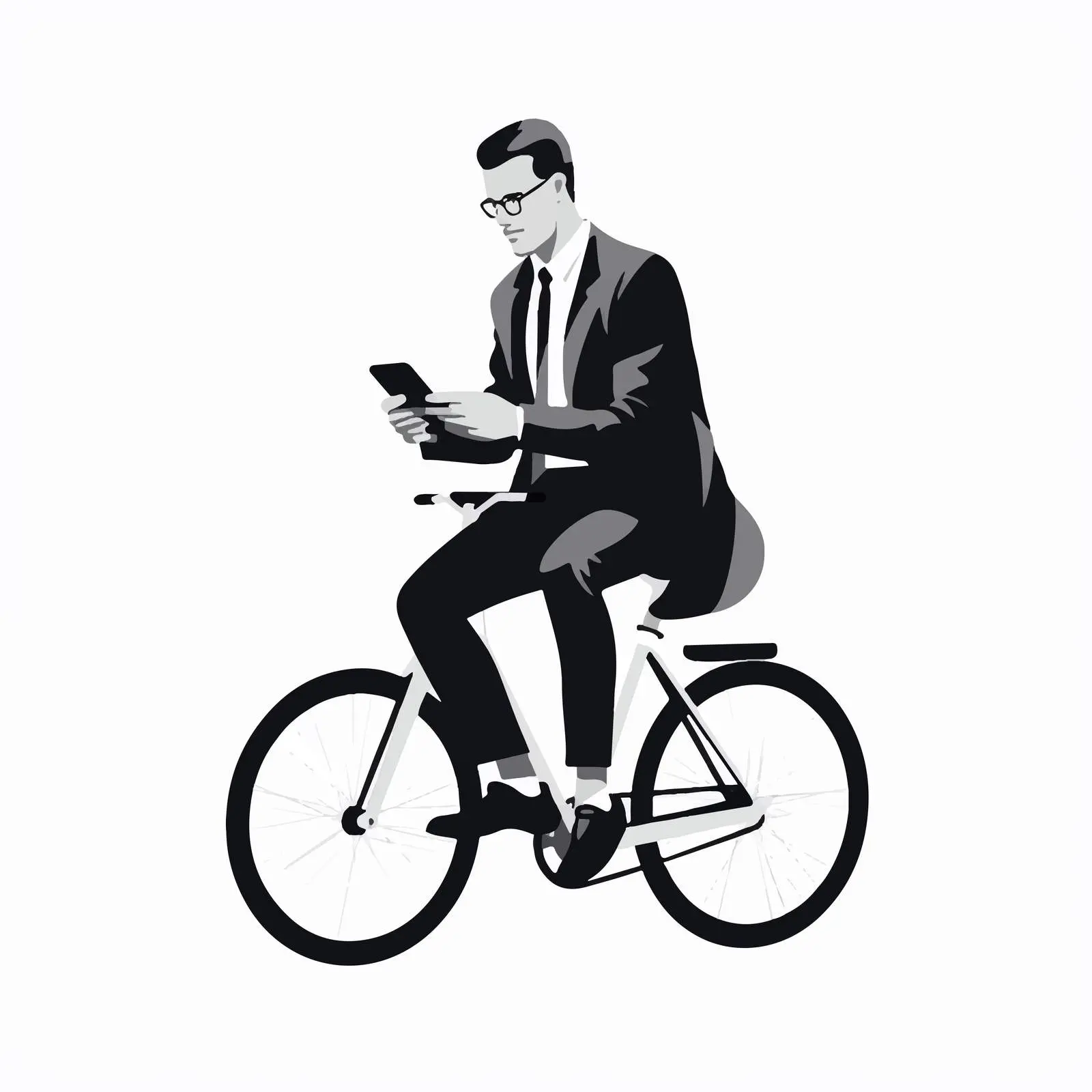 Man Using Smartphone While Cycling Vector Image – free phone usage image from Dotvec