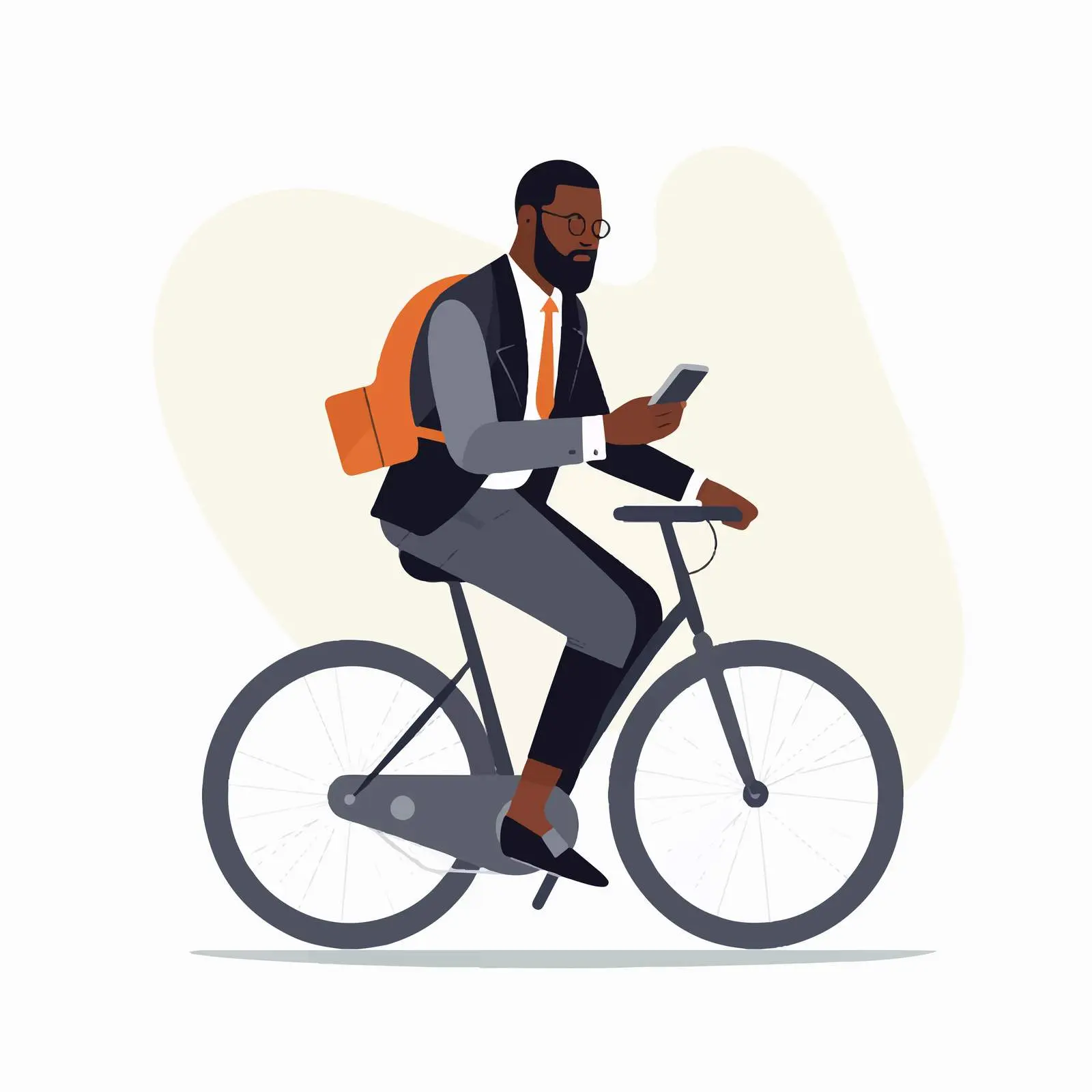 Focused Man on Bicycle Using Smartphone — free download from Dotvec