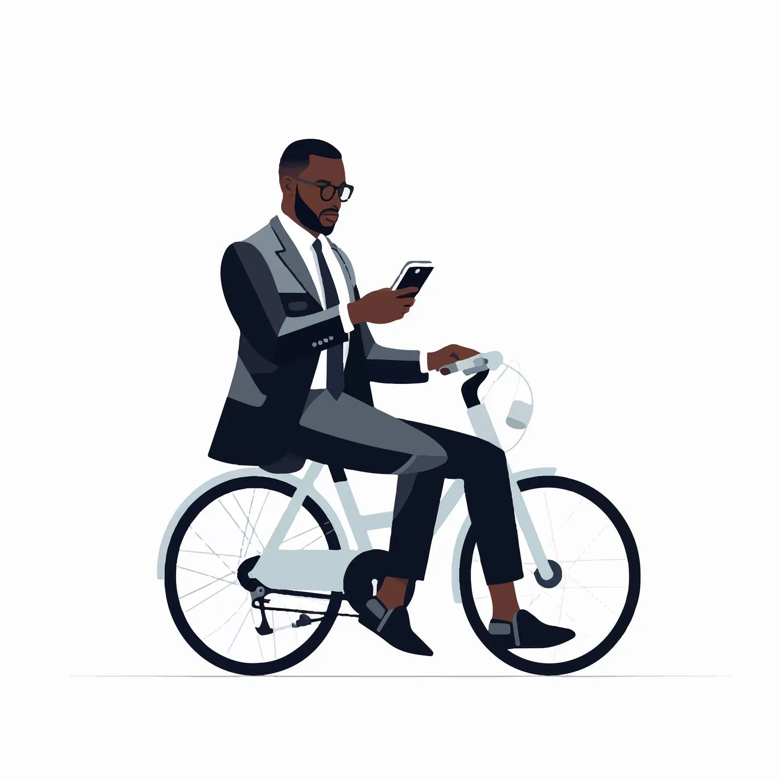 Focused Man on Bicycle Using Smartphone – free daily commute image from Dotvec