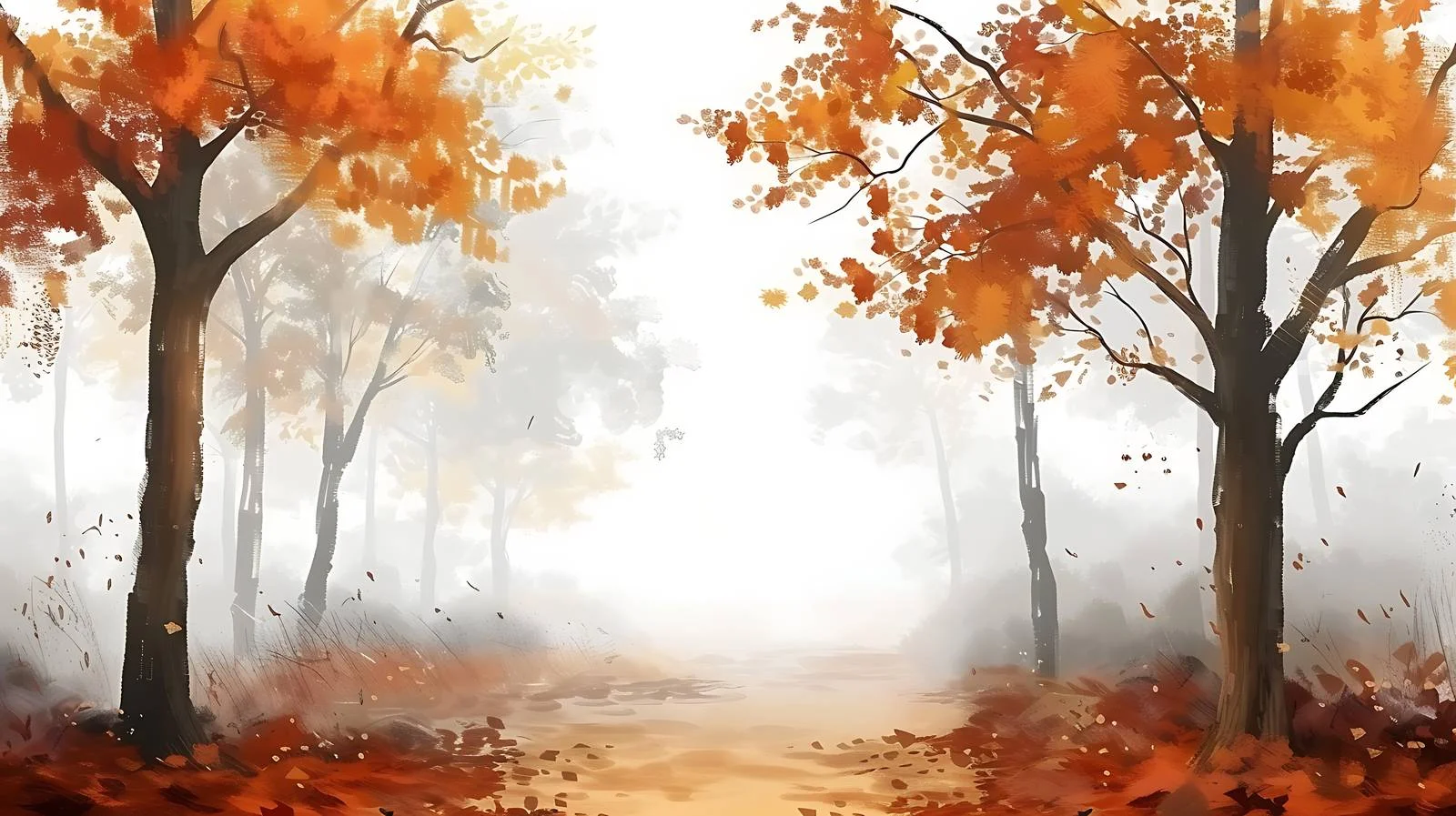 Misty Autumn Woods on White Isolation — free download from Dotvec