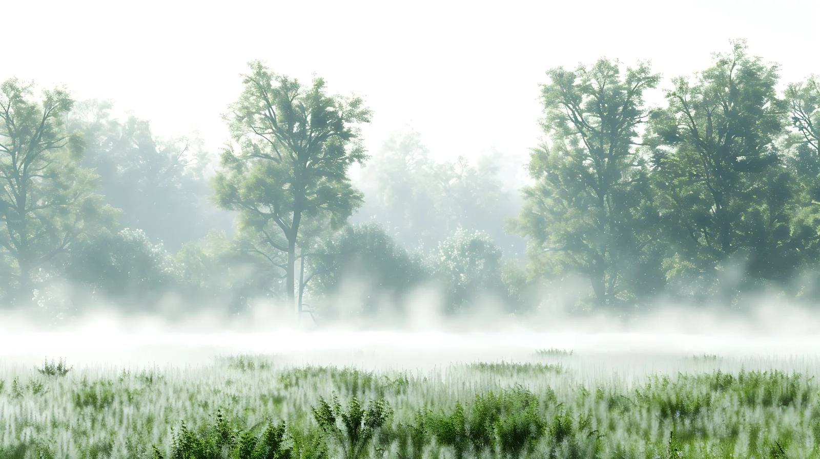 Misty Forest Clearing on White Background — free download from Dotvec