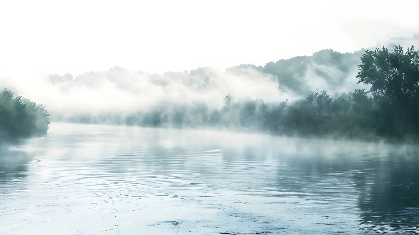 Serene Misty River Morning White Background — free download from Dotvec