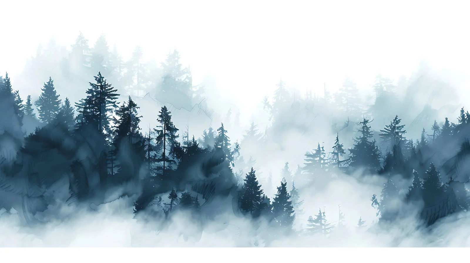 Misty Forest Morning Fog on White Background — free download from Dotvec