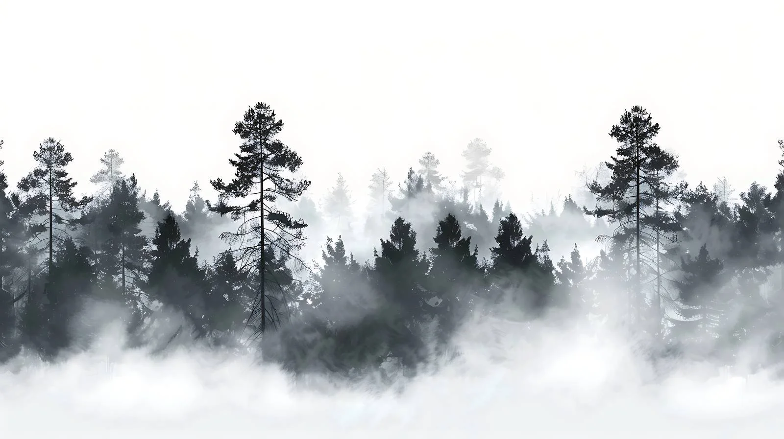 Misty Forest Morning on White Background — free download from Dotvec