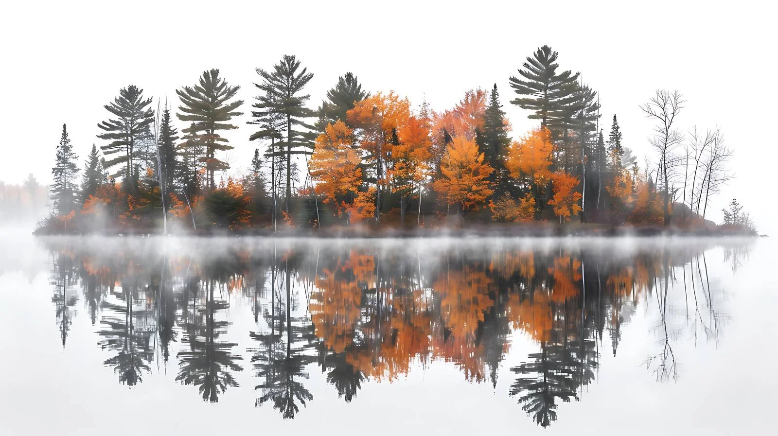 Misty Autumn Trees and Island Scene — free download from Dotvec