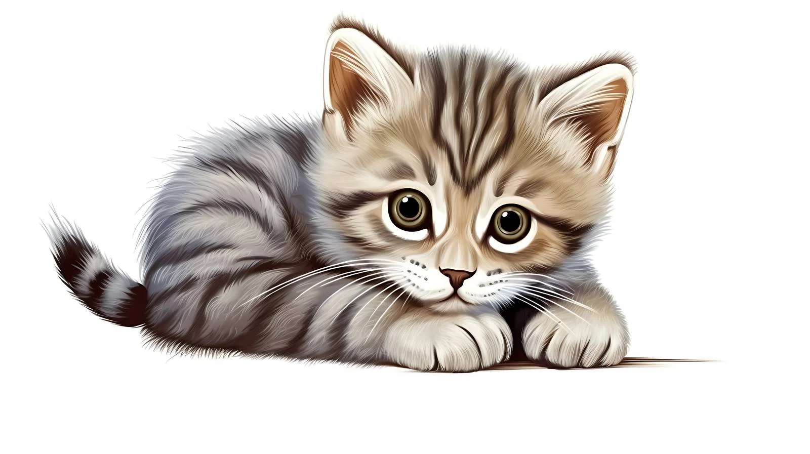 Detailed hand-drawn illustration of a tabby cat with folded ears — free download from Dotvec