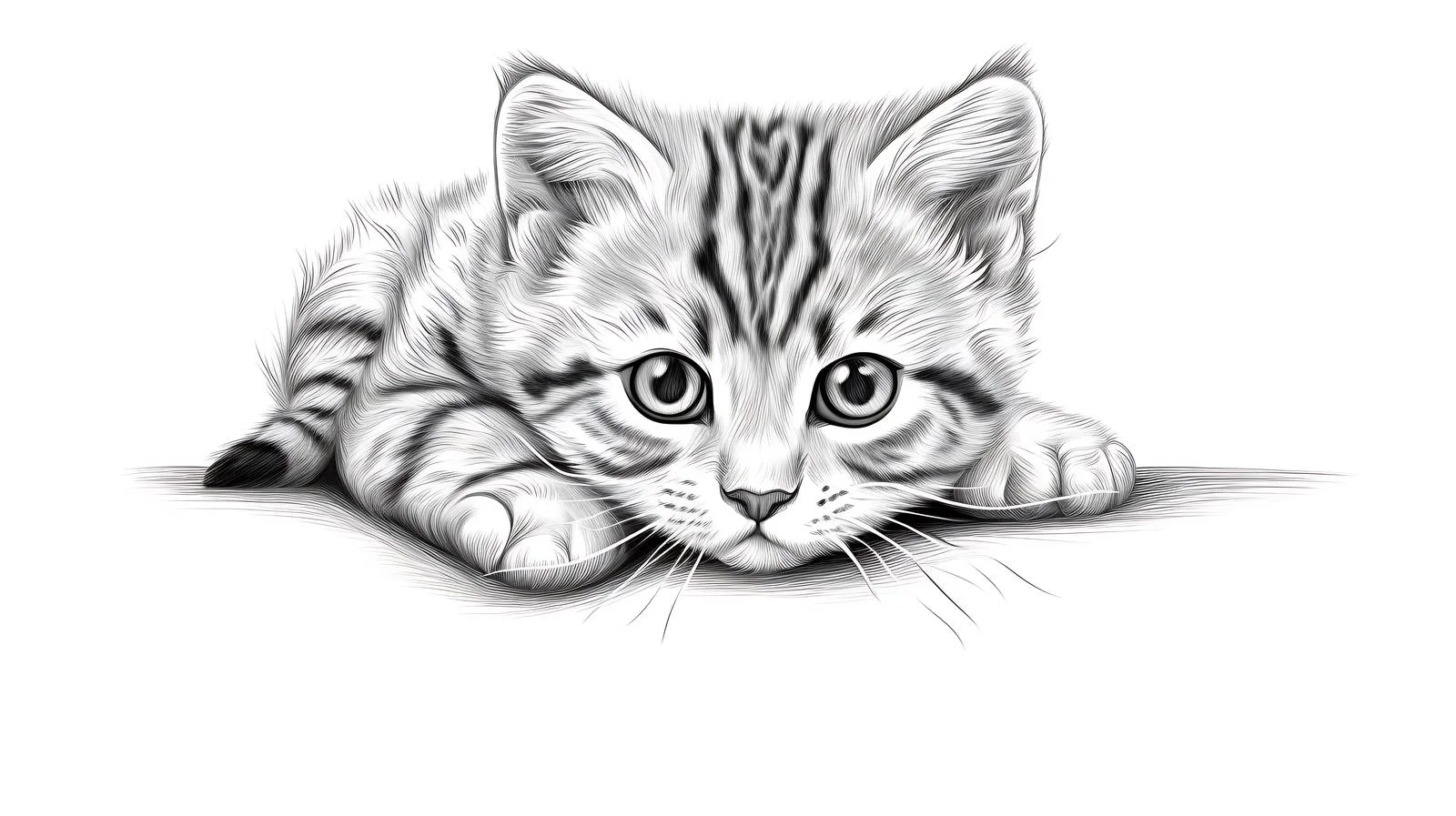 Elegant Fold Cat Drawing Flap-Eared Tabby — free download from Dotvec