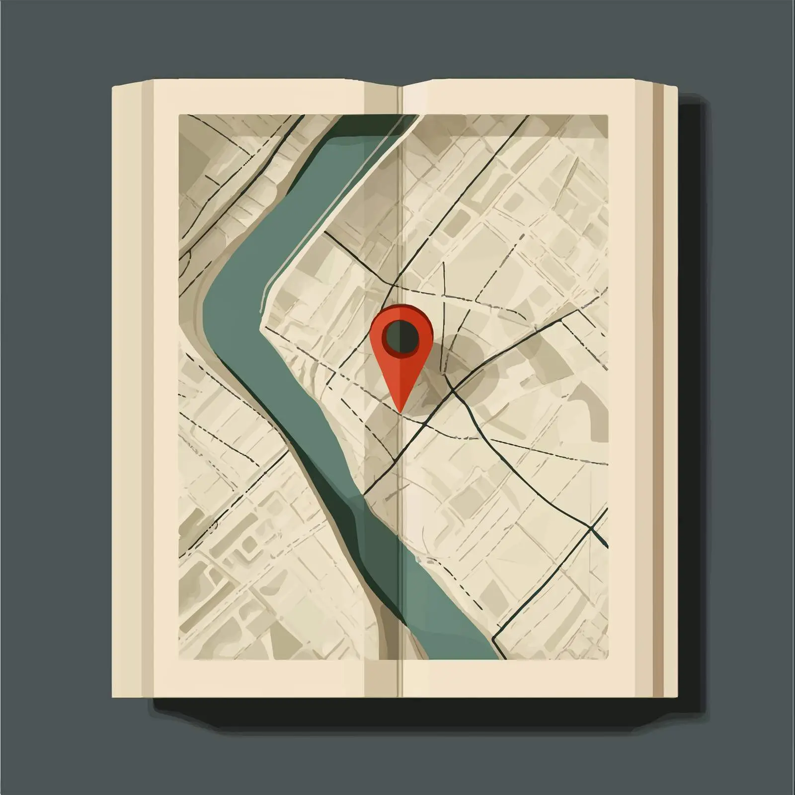Flat Vector Map with Navigation Pin Illustration — free download from Dotvec