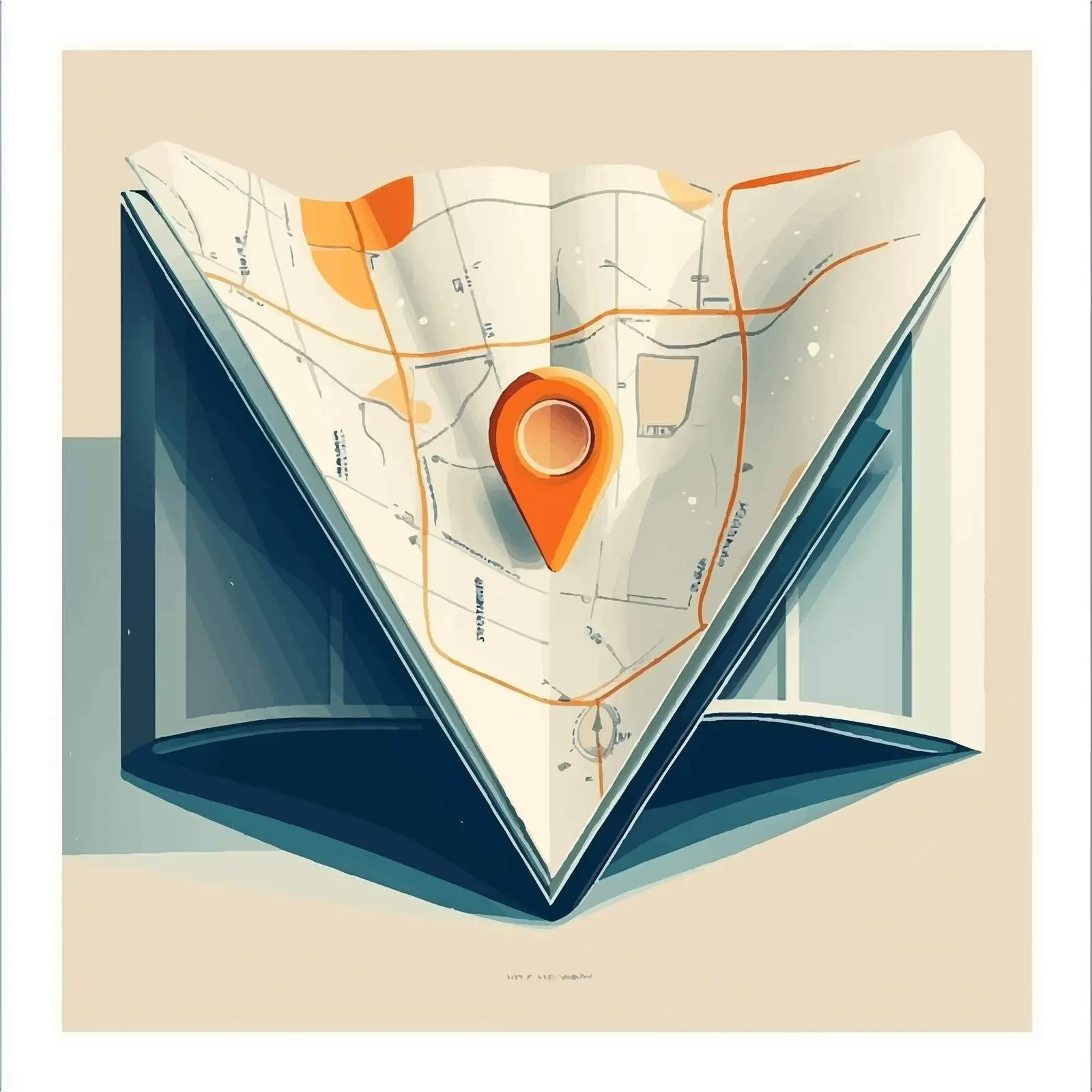 Folded Map with Navigation Pin Vector Illustration – free digital map image from Dotvec