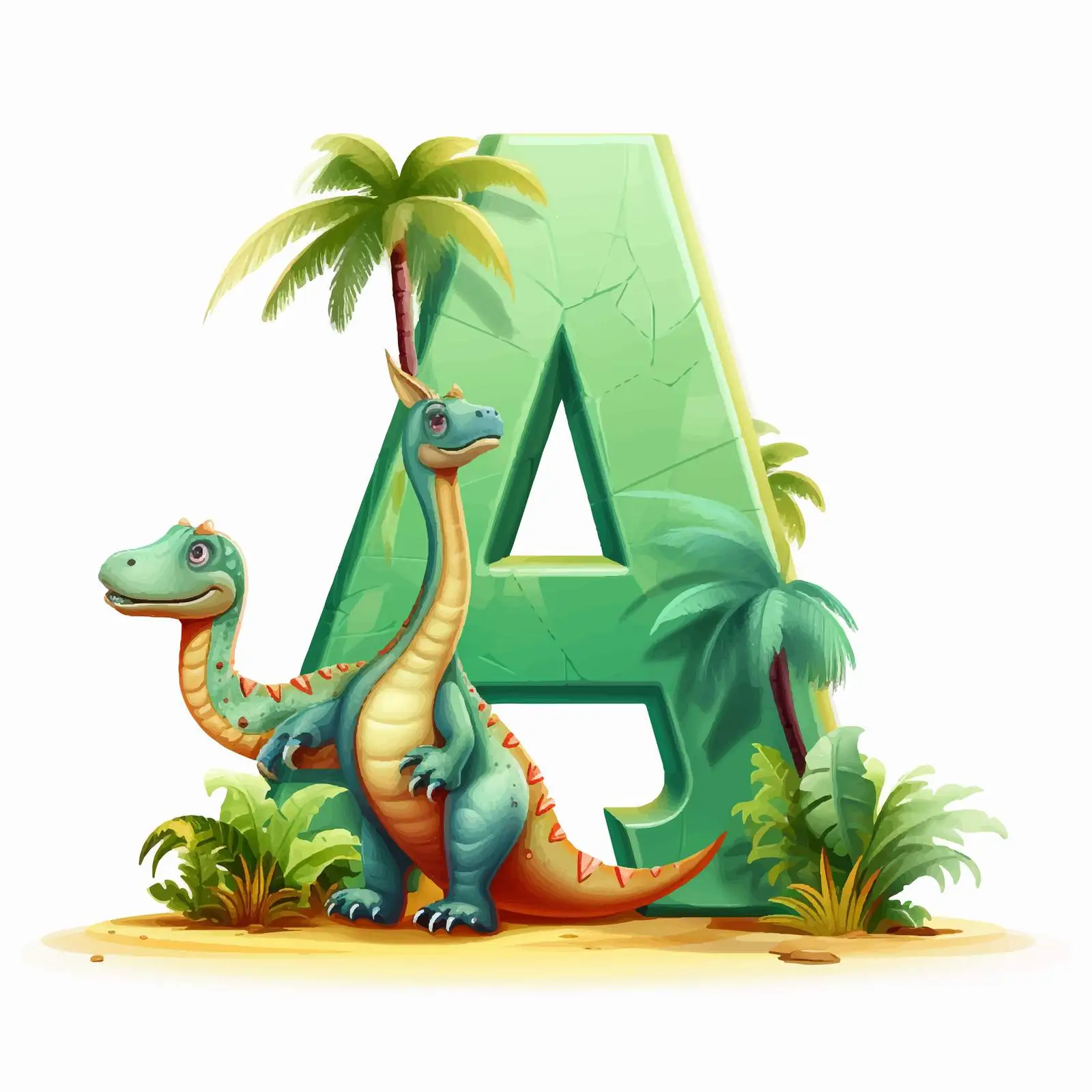Dinosaur-Themed English Alphabet Font Design — free download from Dotvec