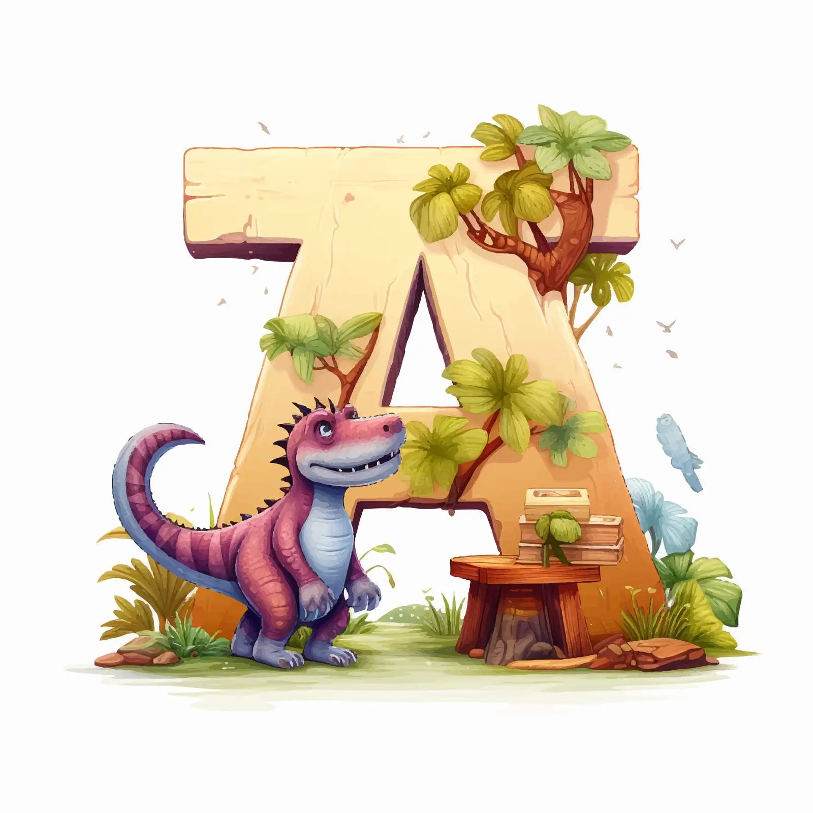 Dinosaur Character Font Design for English Alphabets — free download from Dotvec