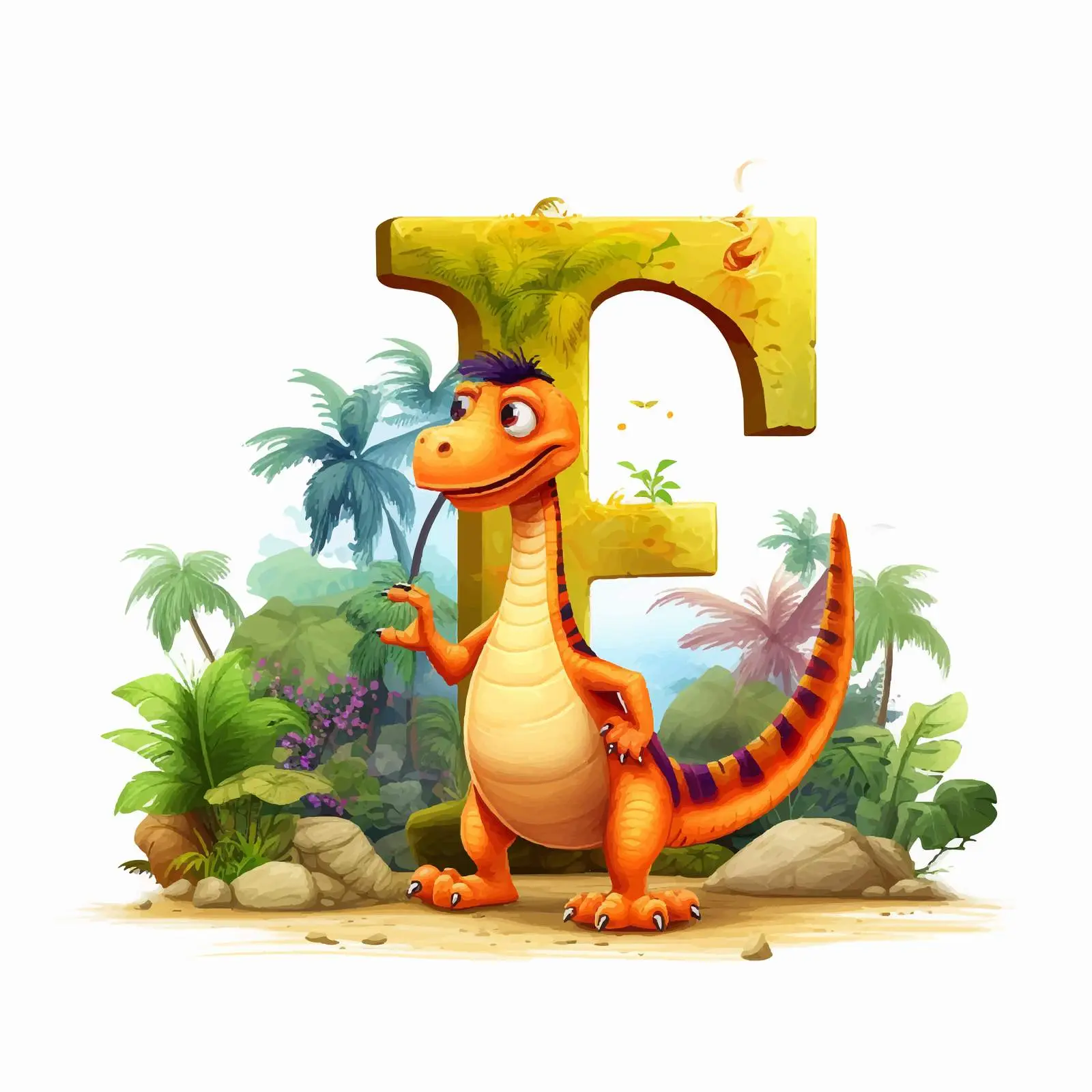 Dinosaur Character Font Design for English Alphabets – free fantasy typography image from Dotvec