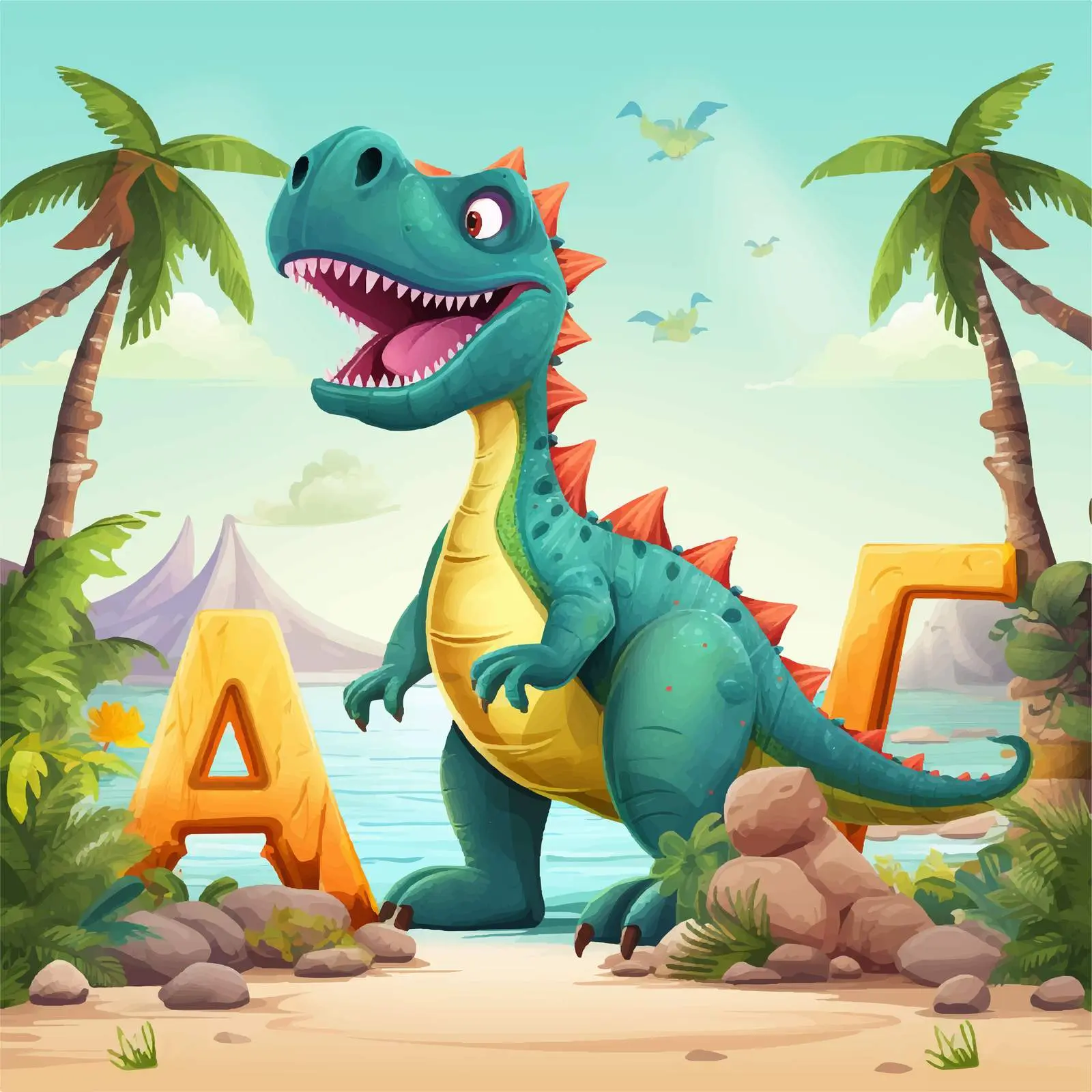 Dinosaur Character Font Design for English Alphabets — free download from Dotvec