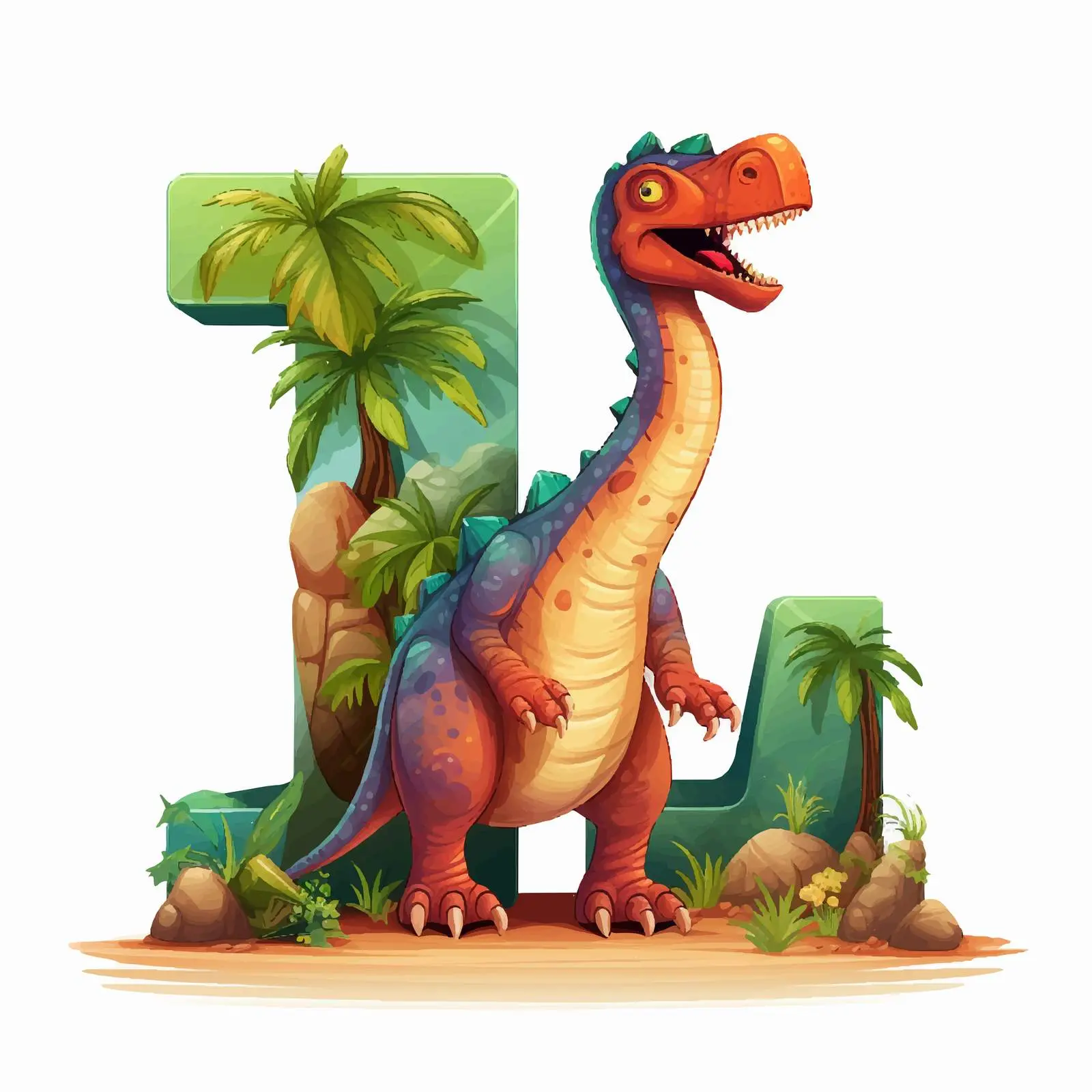 Dinosaur Character Font Design for English Alphabets – free fantasy typography image from Dotvec