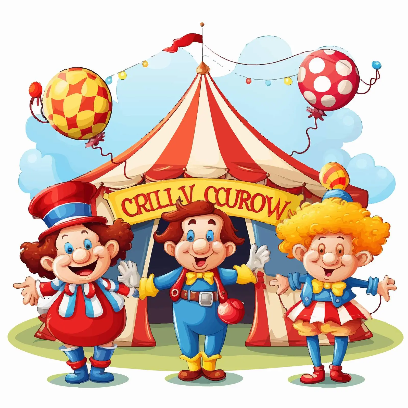 Circus Font Design with Clowns and Show Elements – free showtime image from Dotvec