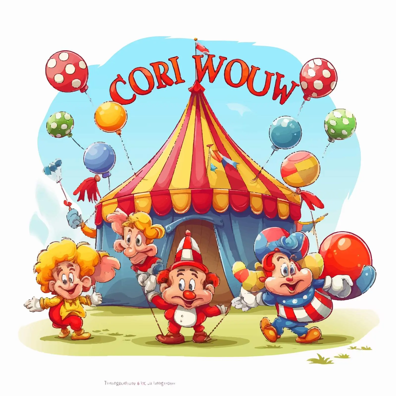 Circus Themed Font Design with Clowns — free download from Dotvec