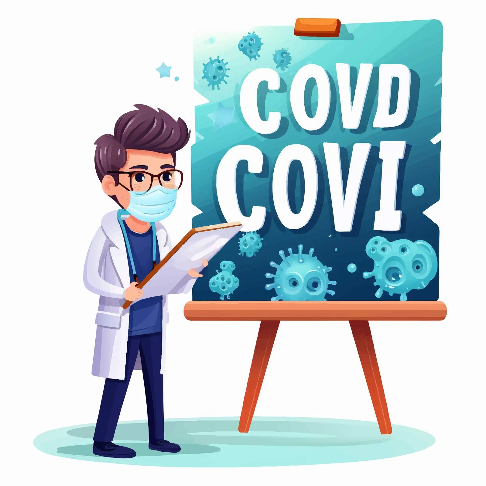 COVID-19 Design with Doctor and Board Illustration — free download from Dotvec