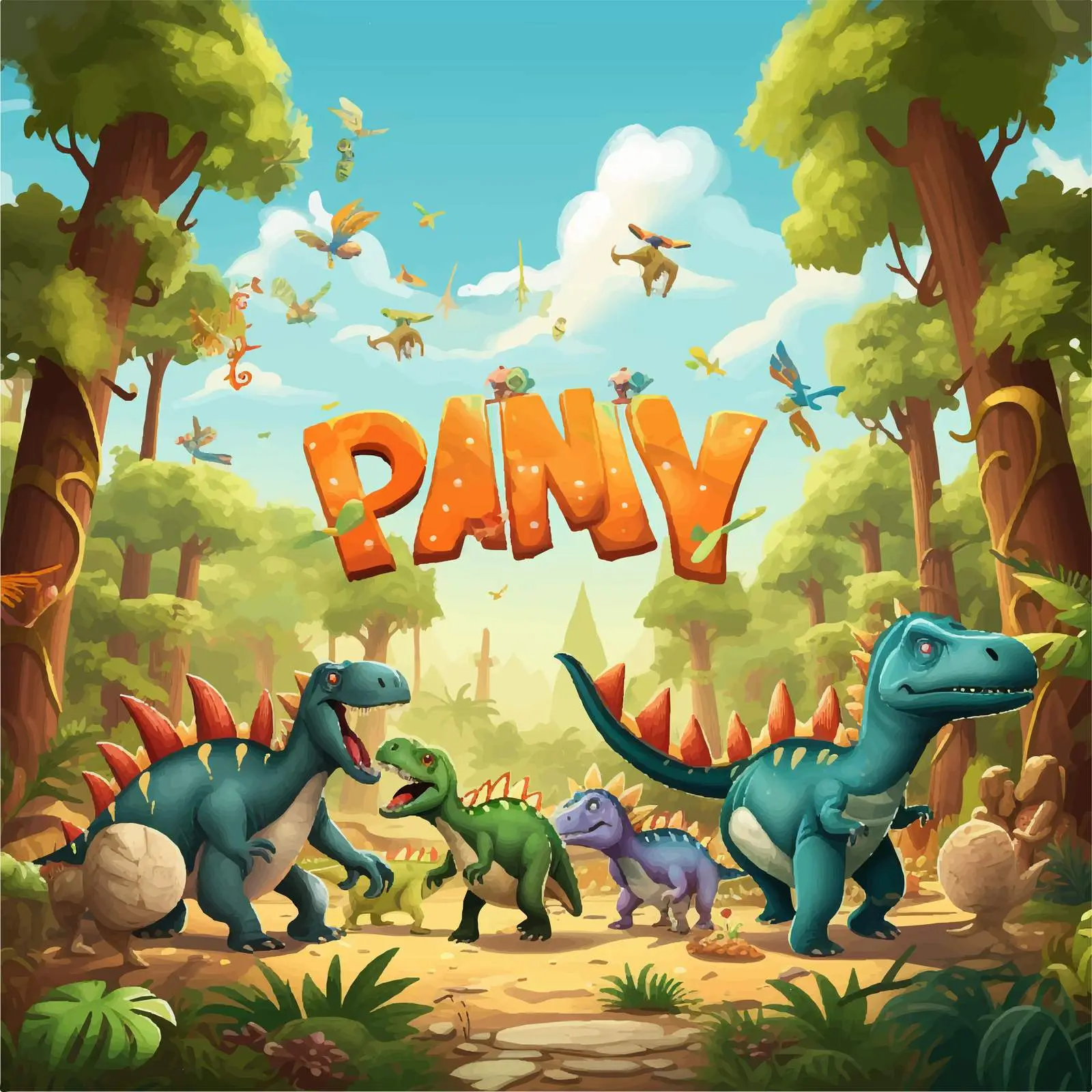 Dinosaur Party Font Design in Forest — free download from Dotvec