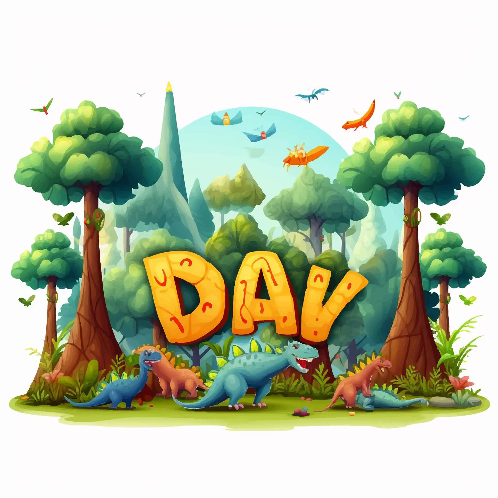 Dino Party Typography in Lush Forest — free download from Dotvec