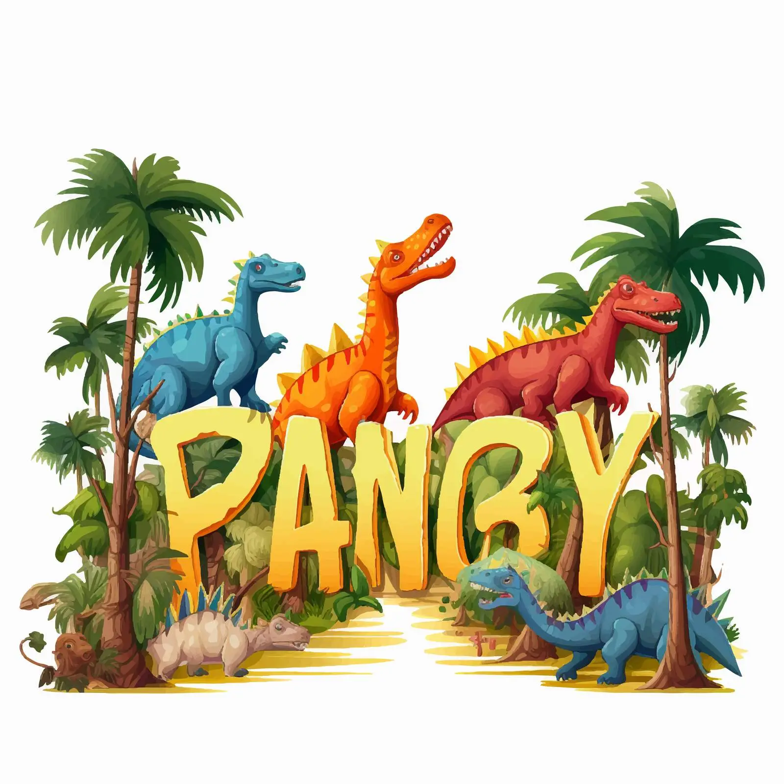 Dinosaur Party Font Design in Forest Setting — free download from Dotvec