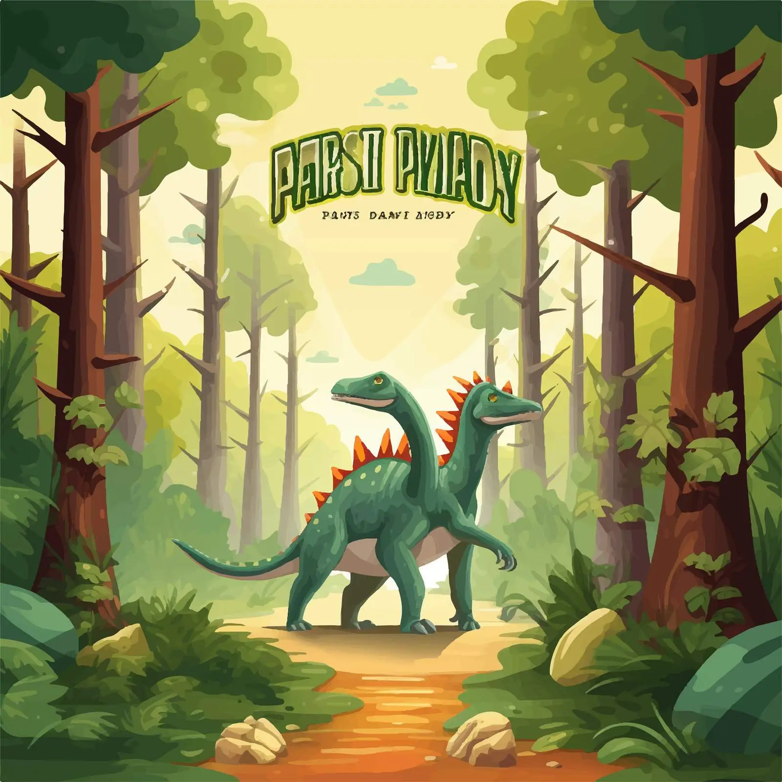 Dino Party Font Design with Parasaurolophus — free download from Dotvec