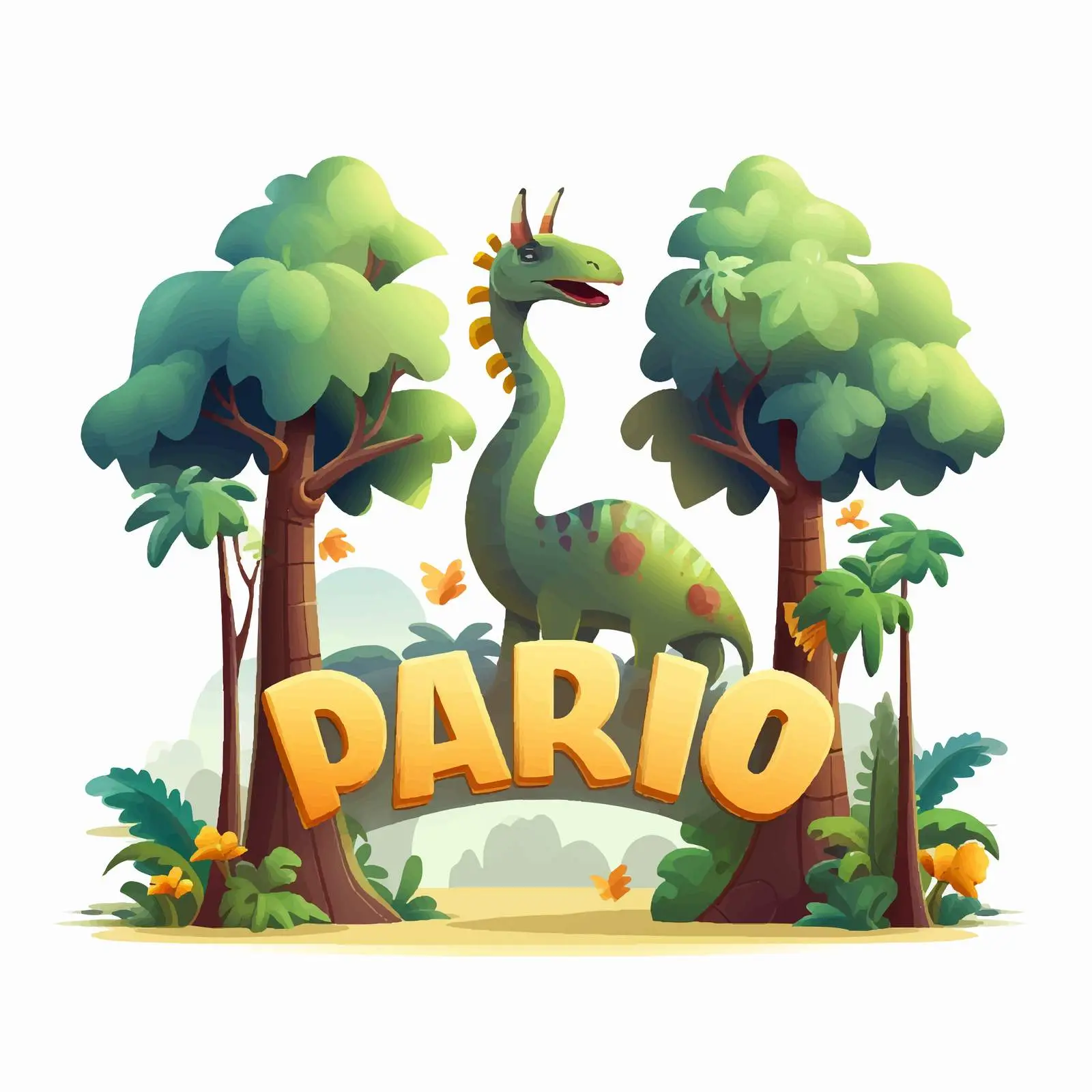 Dinosaur Party Font Design with Parasaurolophus — free download from Dotvec