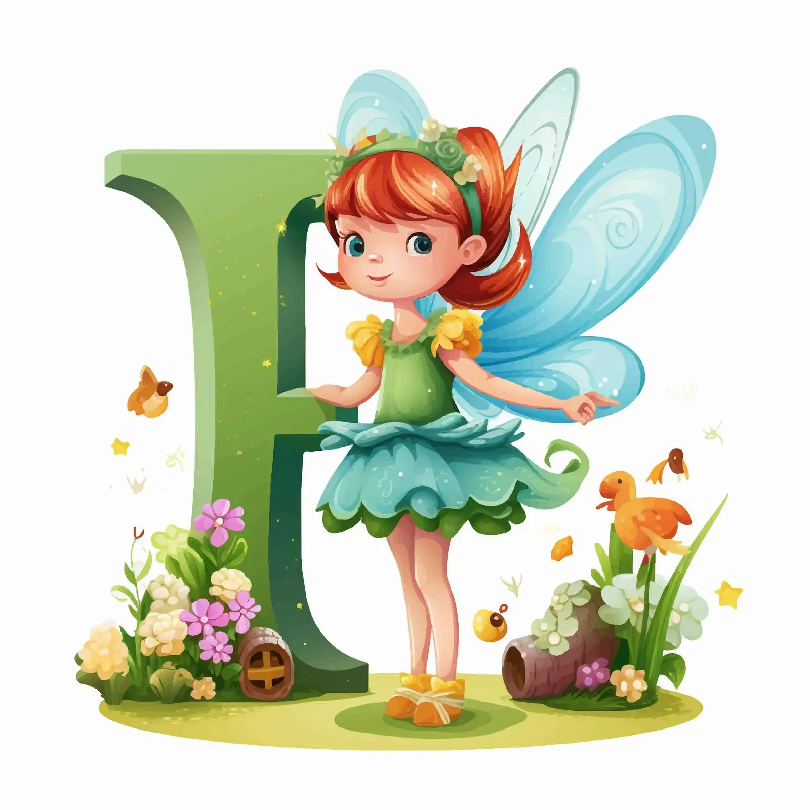 Whimsical Font Design for Fairies Illustration – free adventure illustration image from Dotvec