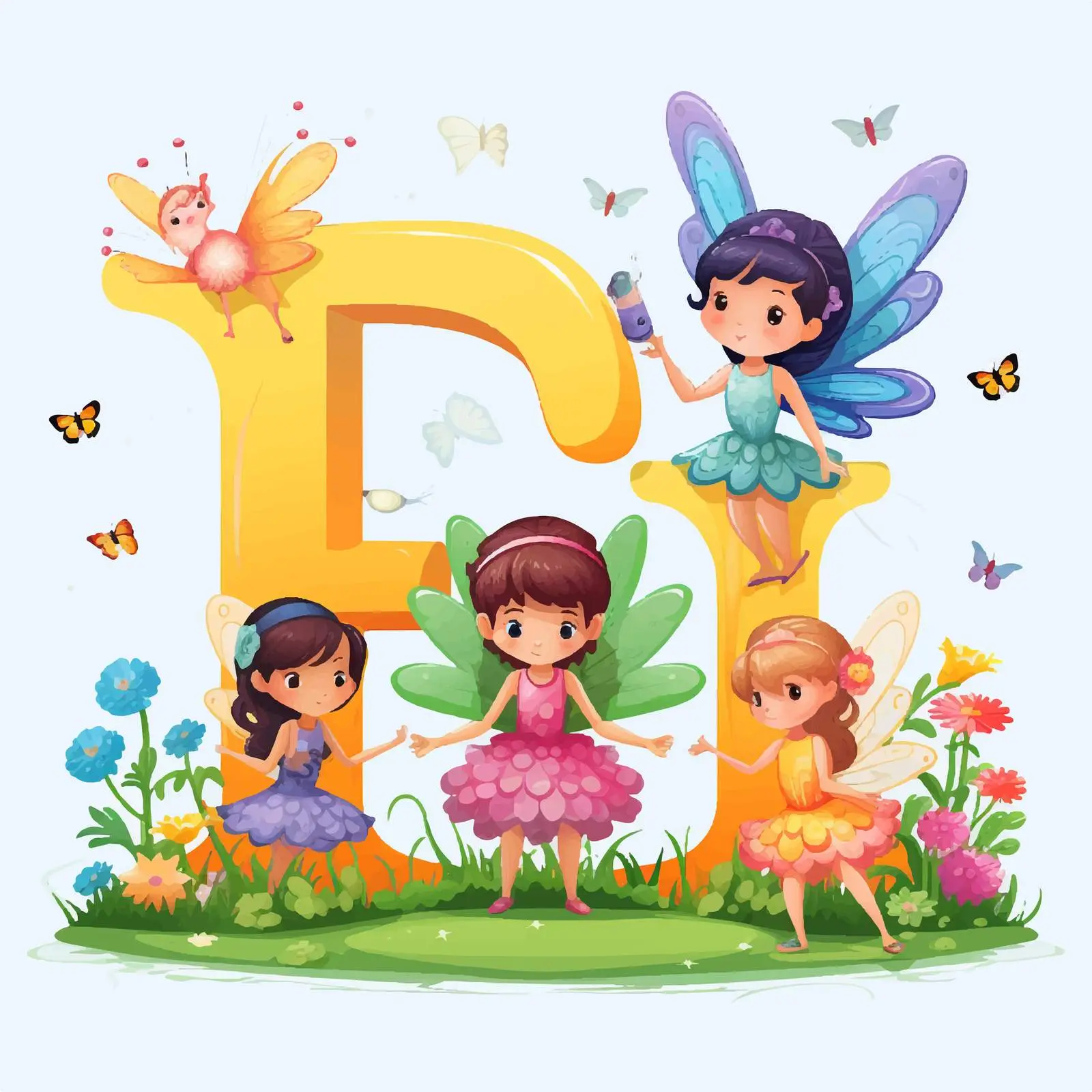 Whimsical Fairy Illustrations for Font Design – free fairy graphics image from Dotvec