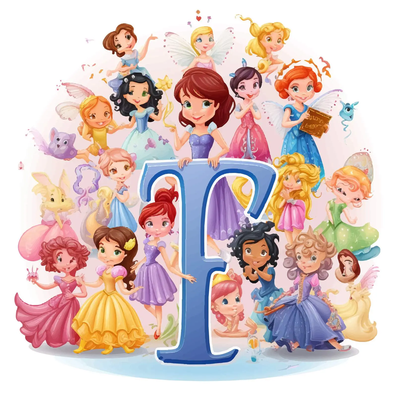 Fairy Princess Font Design with Illustrations – free illustrated letters image from Dotvec