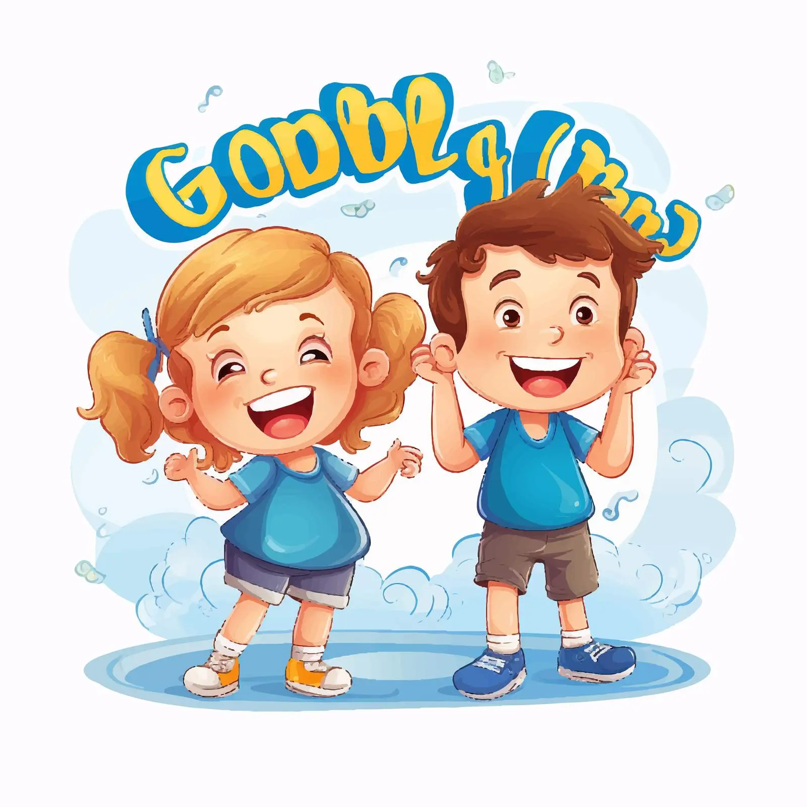 Good Vibes Font Design with Happy Kids – free happy vibes image from Dotvec