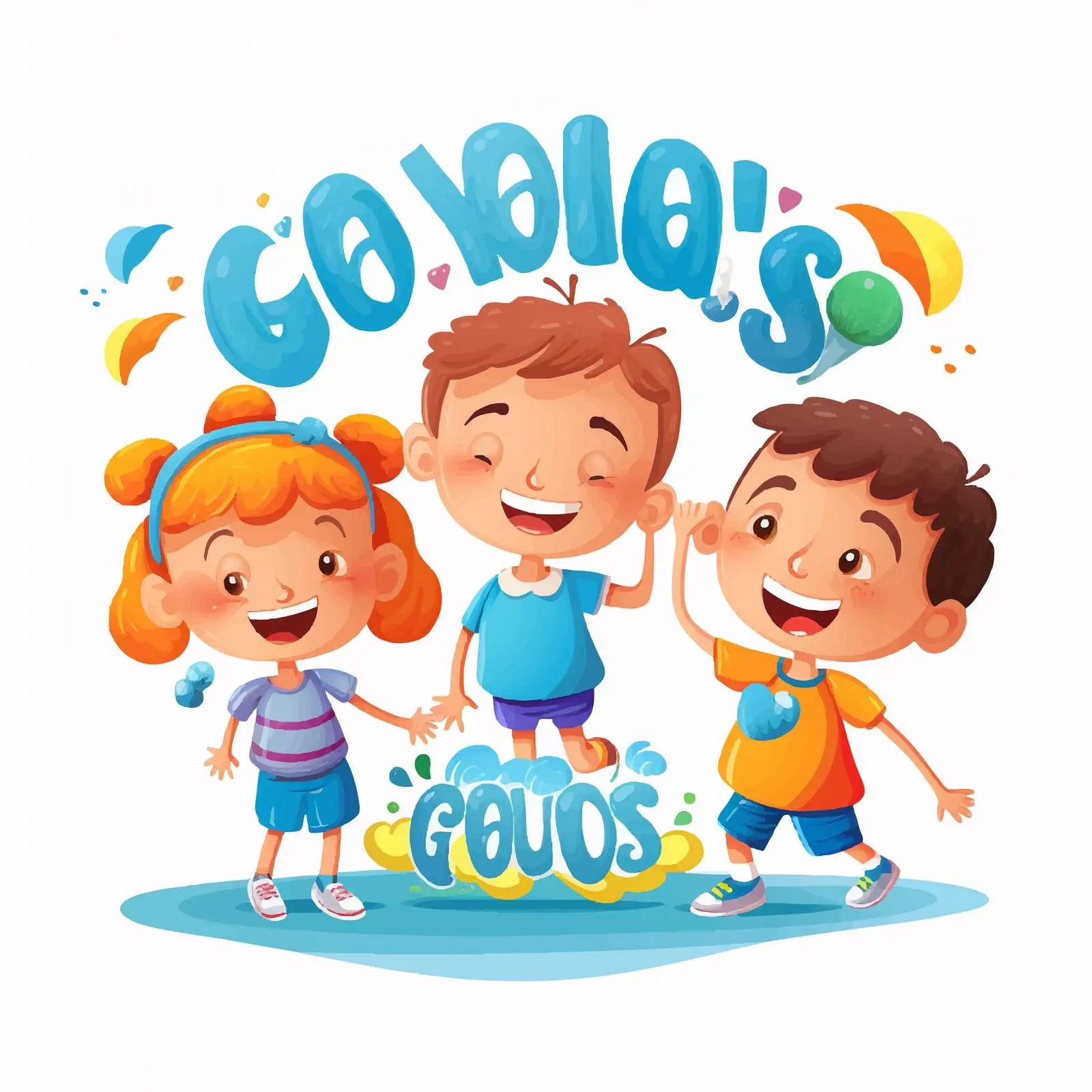 Good Vibes Font Design with Happy Kids — free download from Dotvec