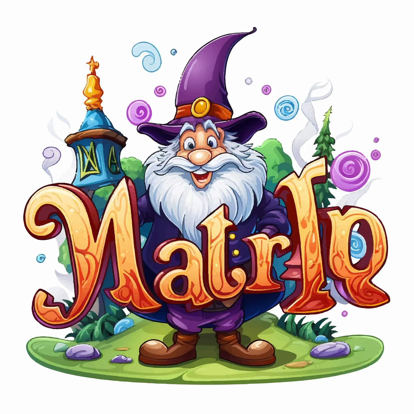 Fantasy Font Design with Wizard Cartoon Character — free download from Dotvec