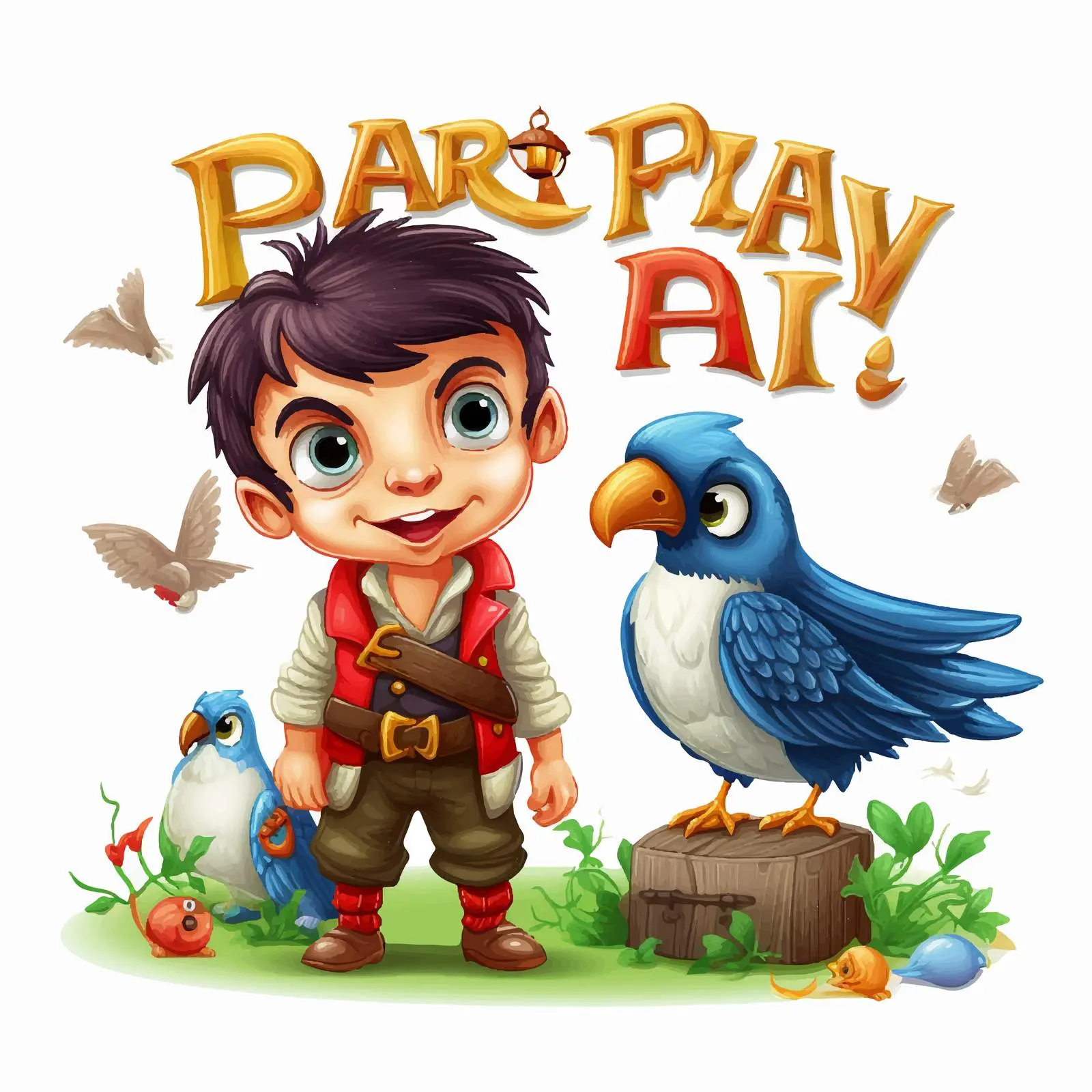 Pirate Party Font Design with Bird Vector — free download from Dotvec