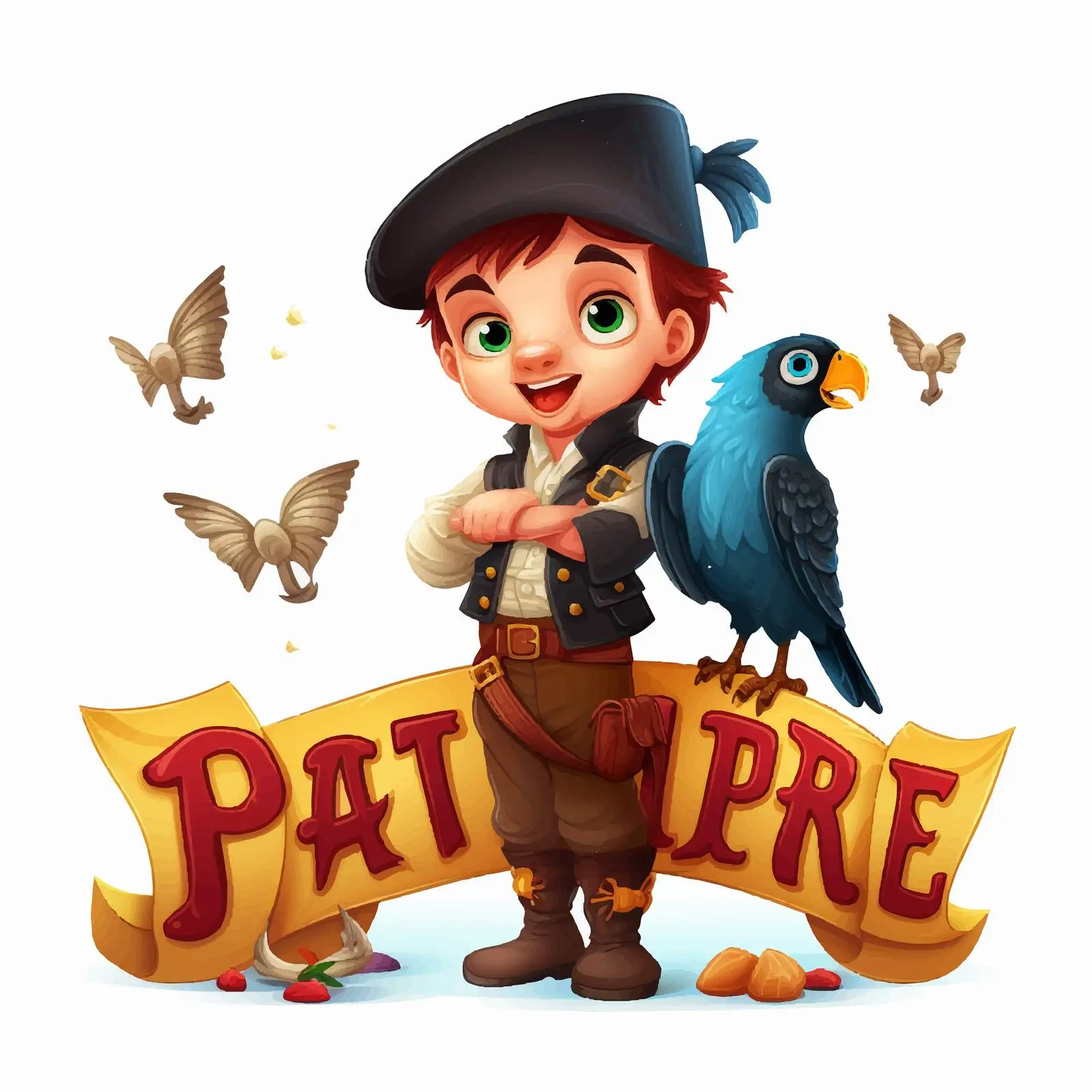 Pirate Party Font Design with Bird Illustration — free download from Dotvec