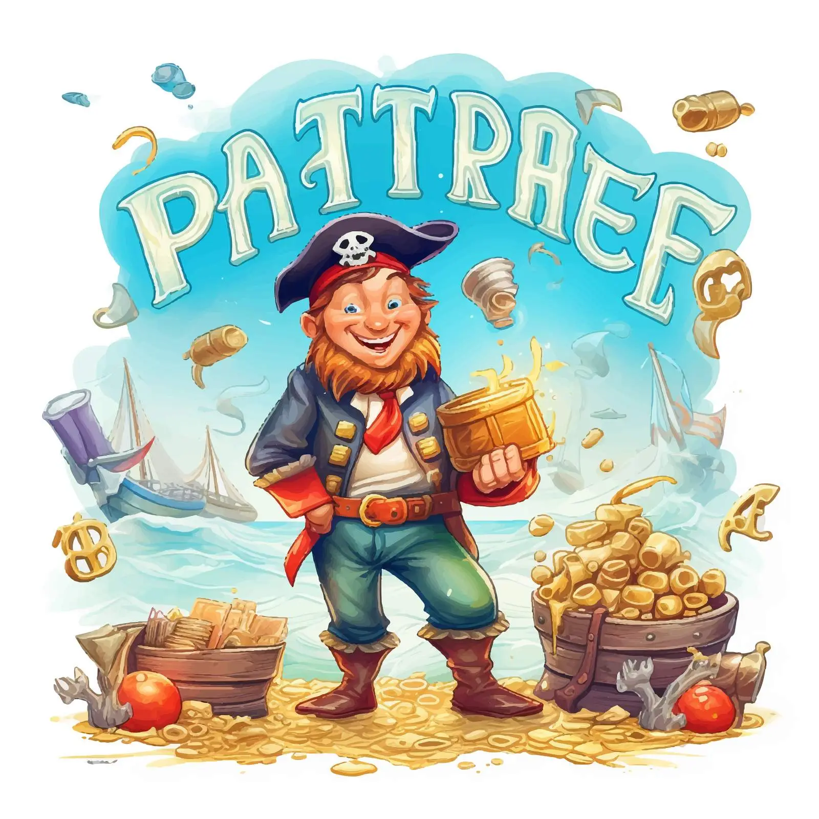 Pirate Party Font Design with Treasure Elements — free download from Dotvec