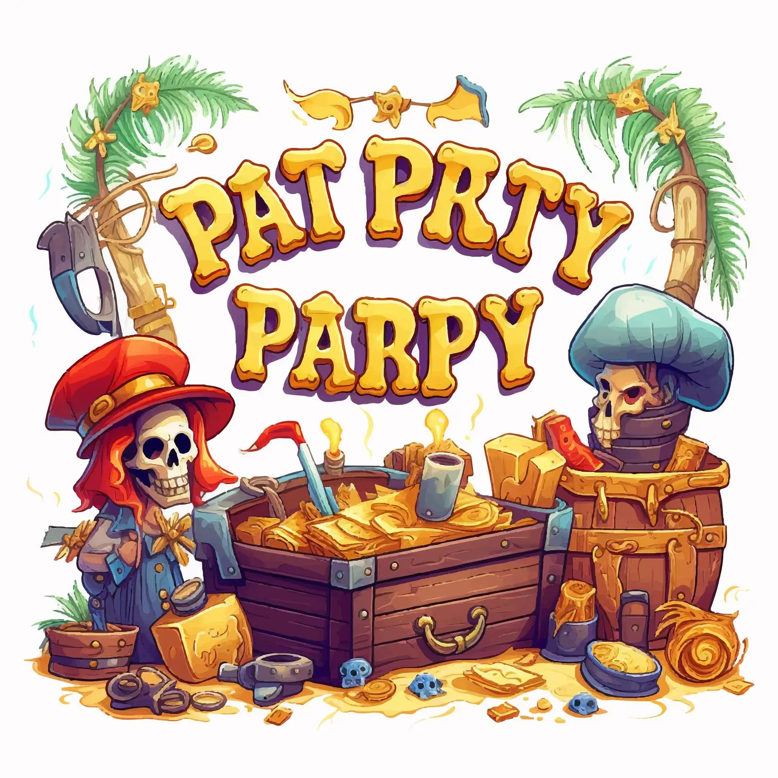 Pirate Party Font Design with Treasure Theme — free download from Dotvec