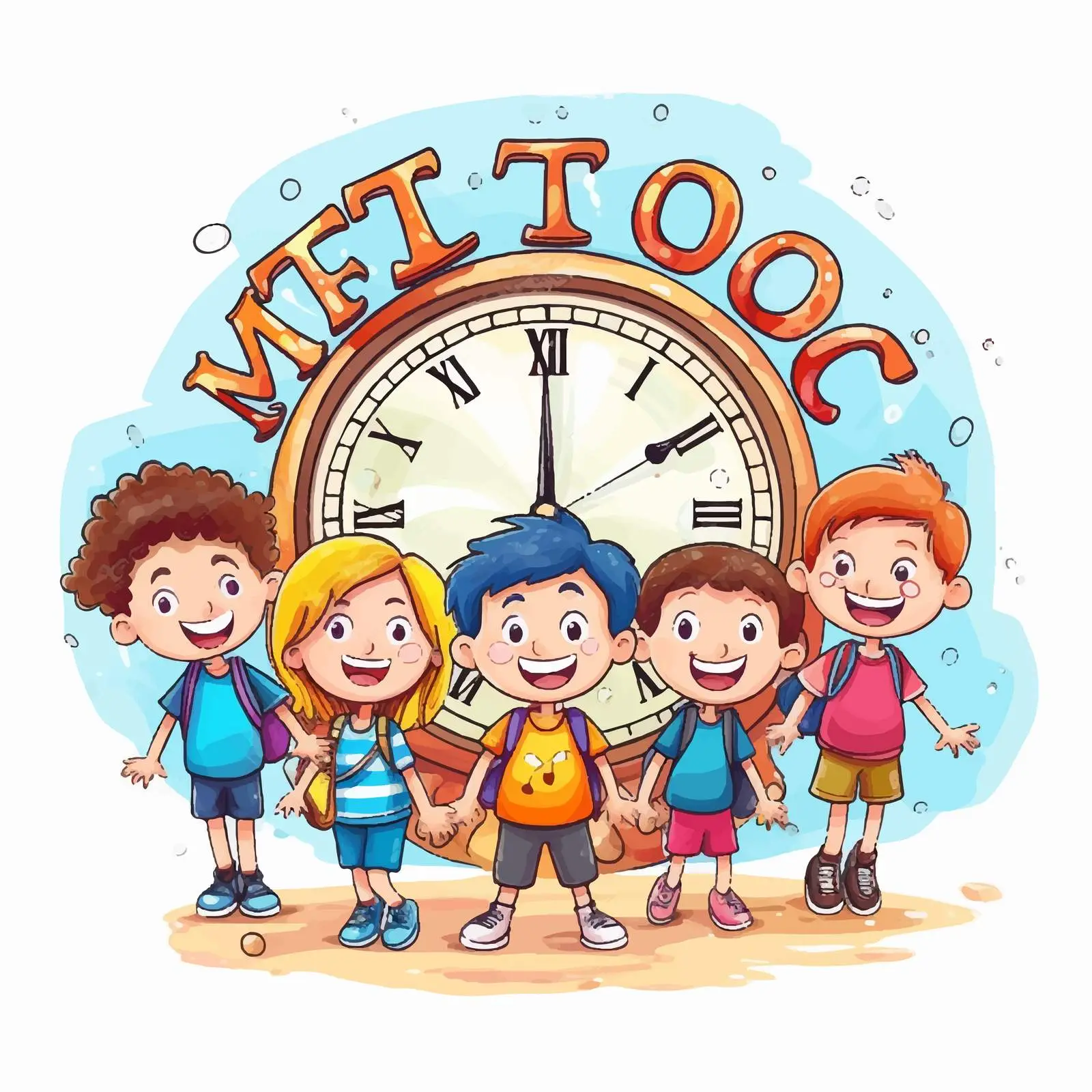School Time Font Design with Happy Kids Illustration — free download from Dotvec