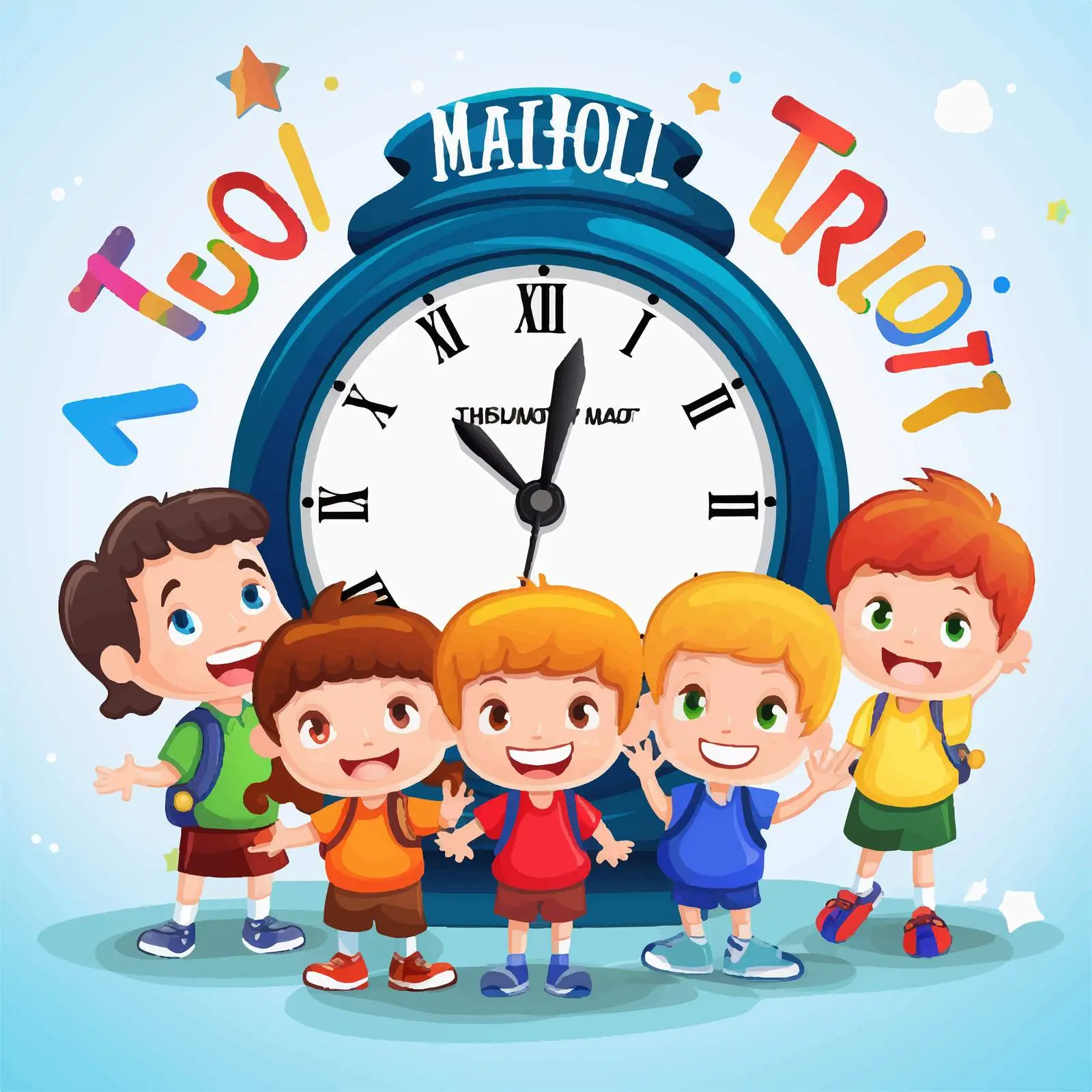 School Time Font Design with Happy Kids Illustration — free download from Dotvec
