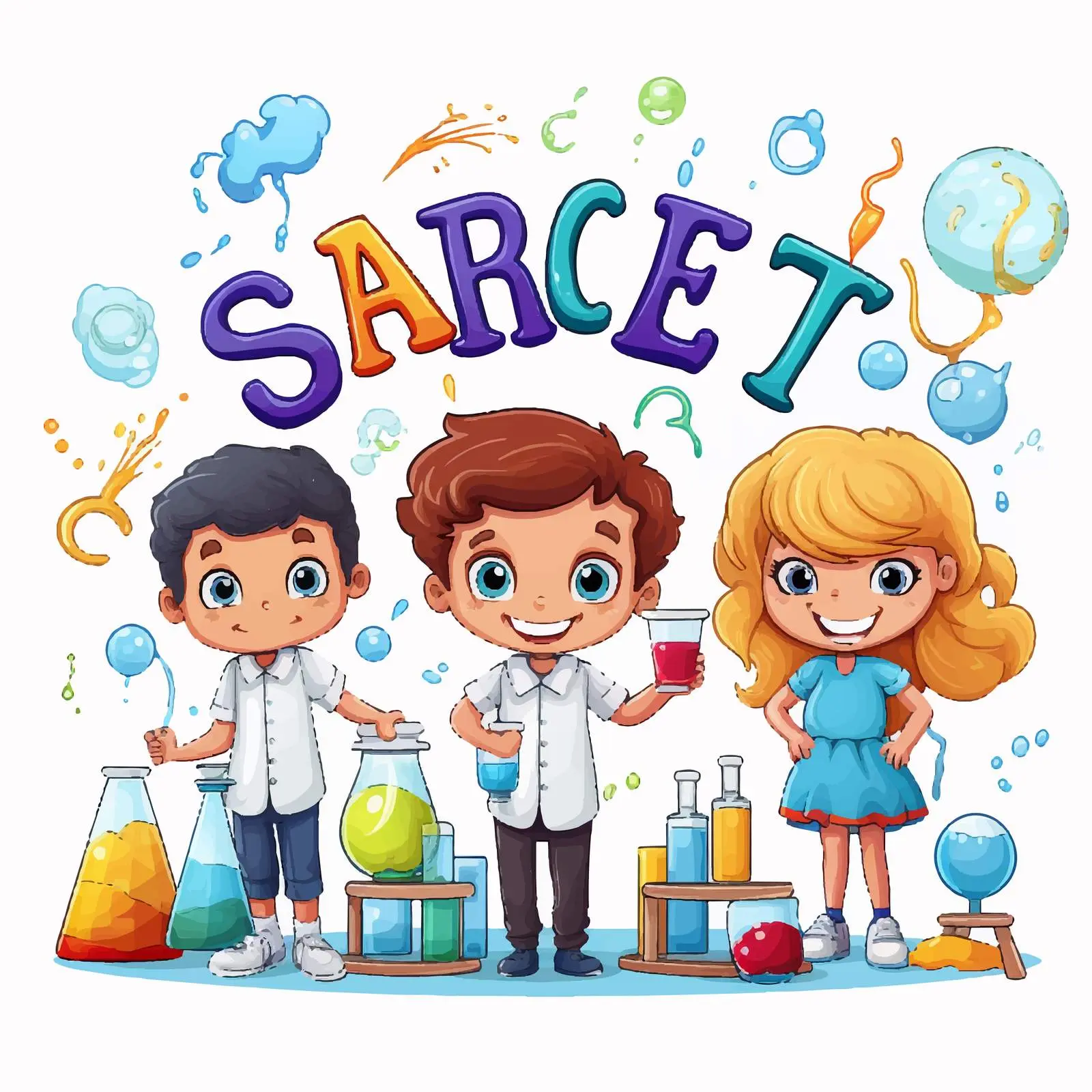 Colorful Font Design for Science Kids — free download from Dotvec