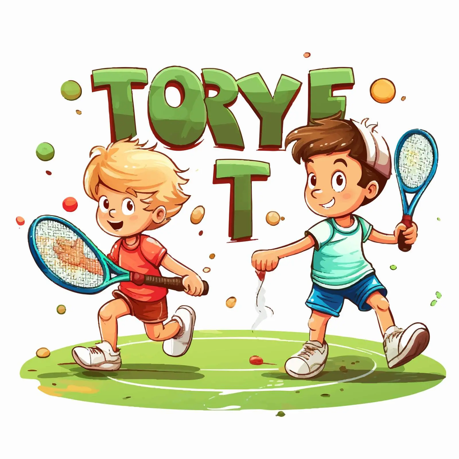 Boys Playing Tennis Font Design for Sports Theme — free download from Dotvec