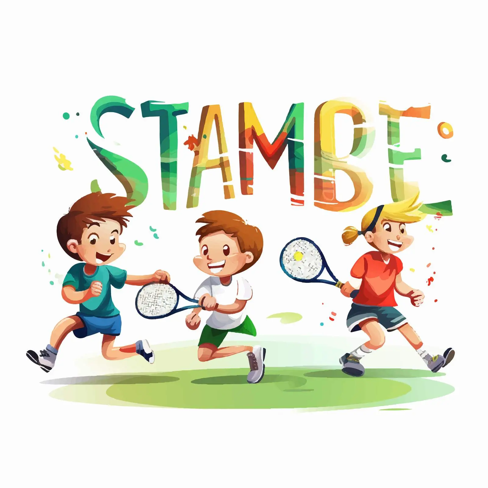 Sport Time Design with Boys Playing Tennis — free download from Dotvec