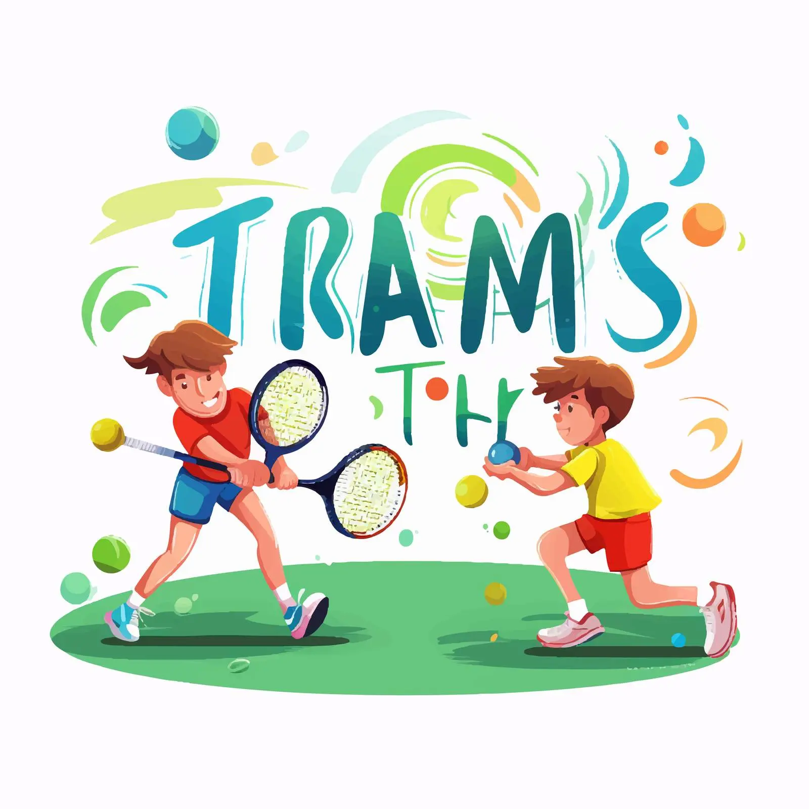 Boys Playing Tennis Sport Font Design Vector — free download from Dotvec