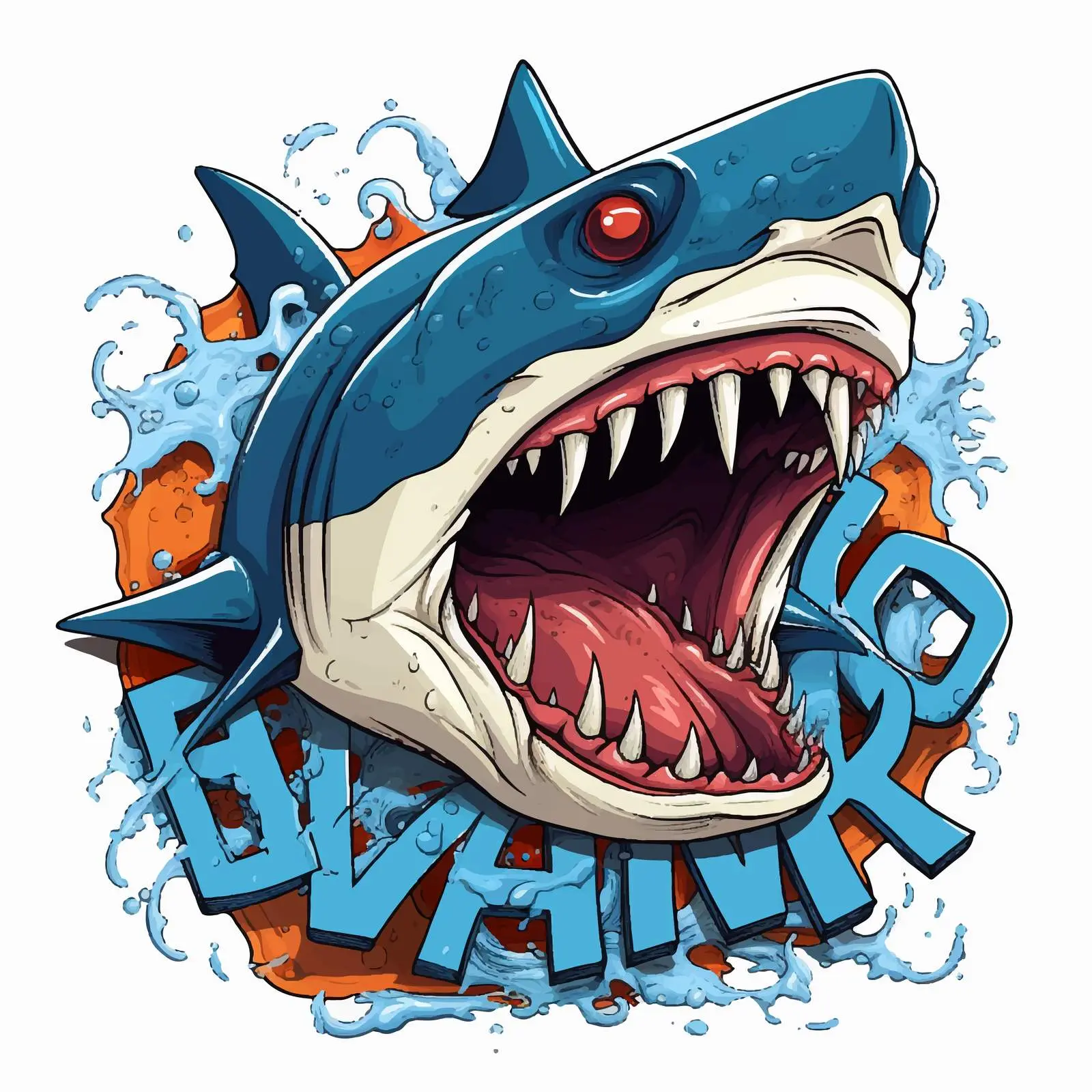 Shark Attack Illustration with Creative Font Design — free download from Dotvec