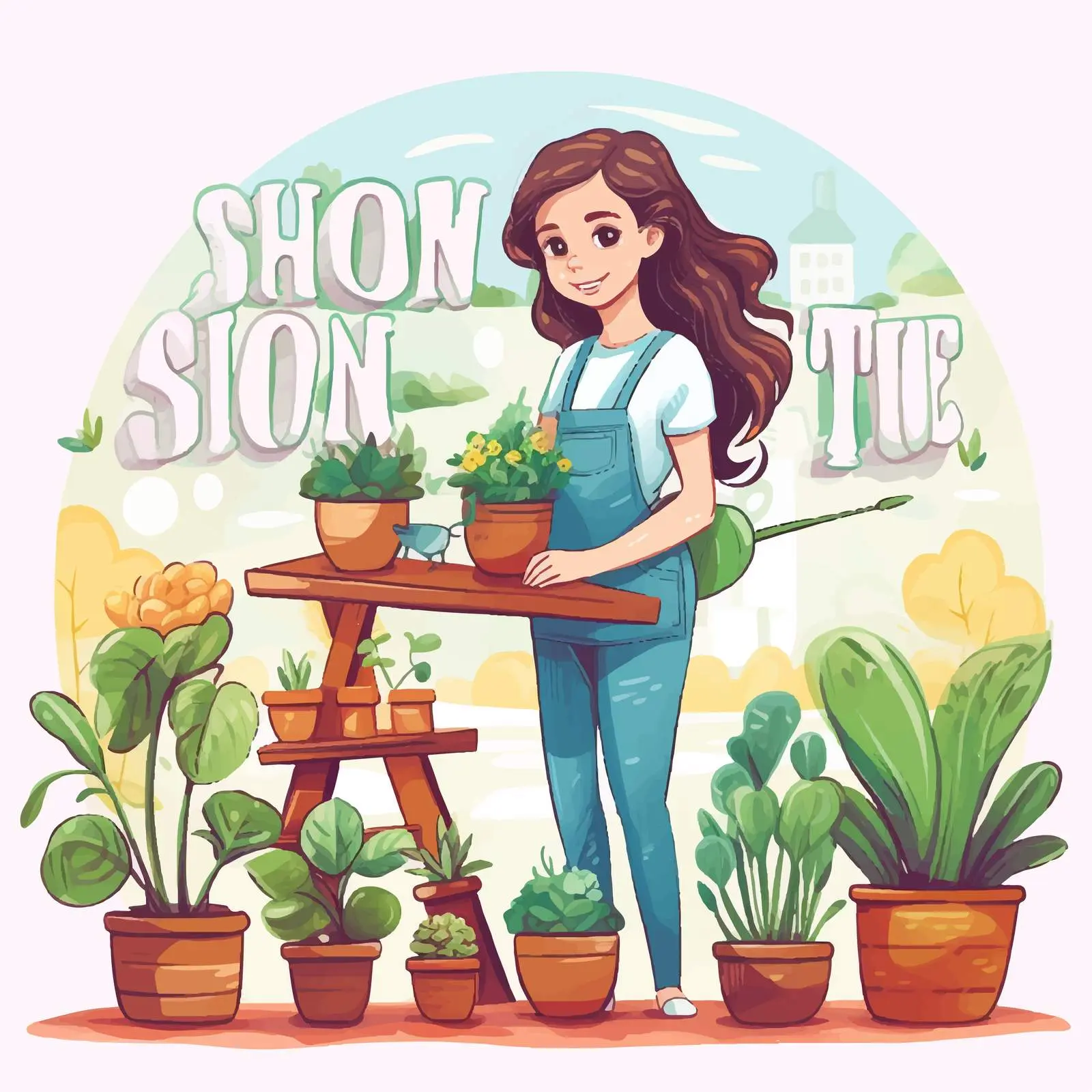 Stay at Home Girl Gardening Typography Design — free download from Dotvec