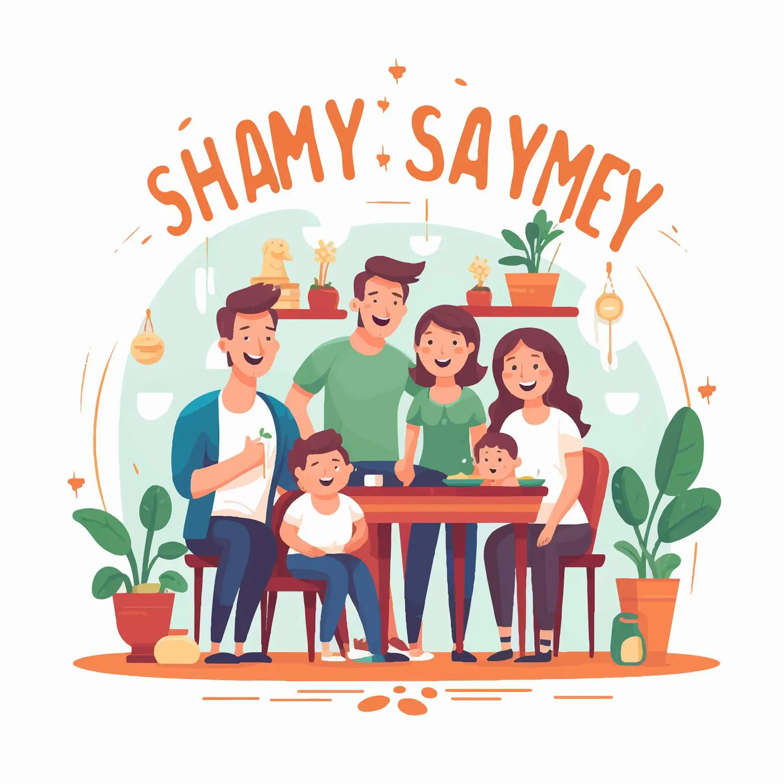 Stay at Home with Happy Family Typography — free download from Dotvec